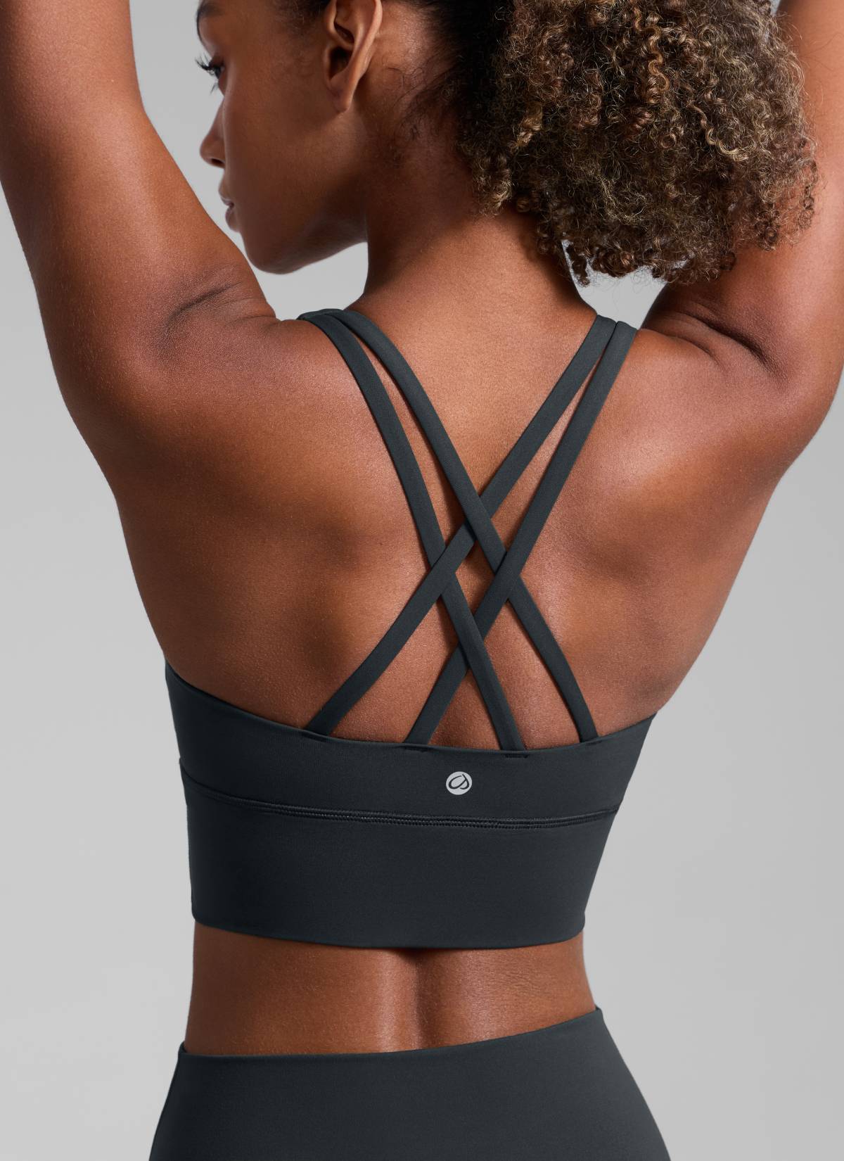 CRZ YOGA Womens Strappy Longline Nakedfeel Training Sports Bra Melanite @model_info:Patrica