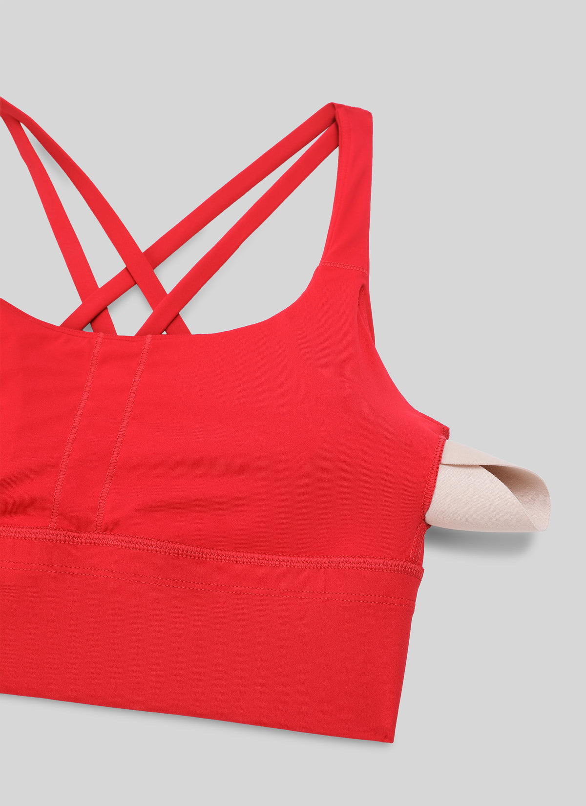 CRZ YOGA Womens Strappy Longline Nakedfeel Training Sports Bra Deep Red @model_info:NEW