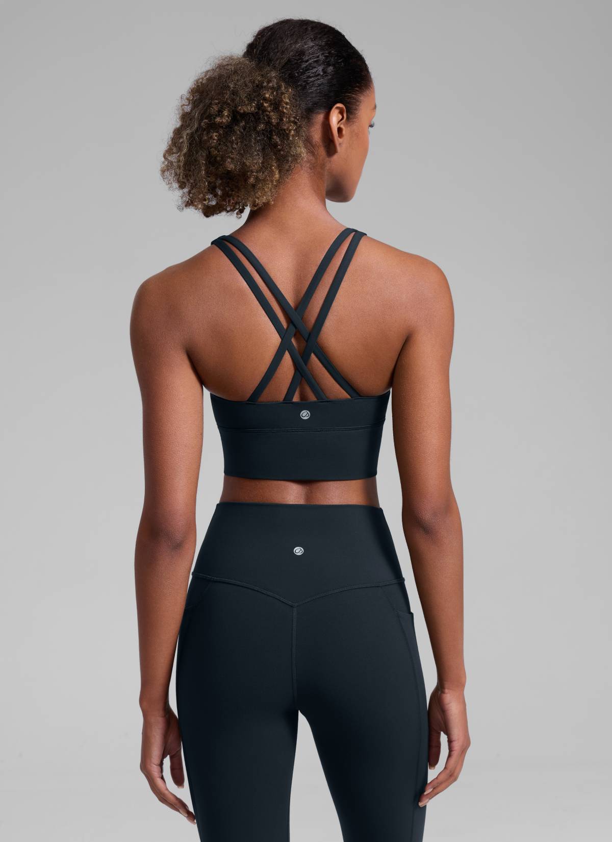 CRZ YOGA Womens Strappy Longline Nakedfeel Training Sports Bra True Navy @model_info:Patrica