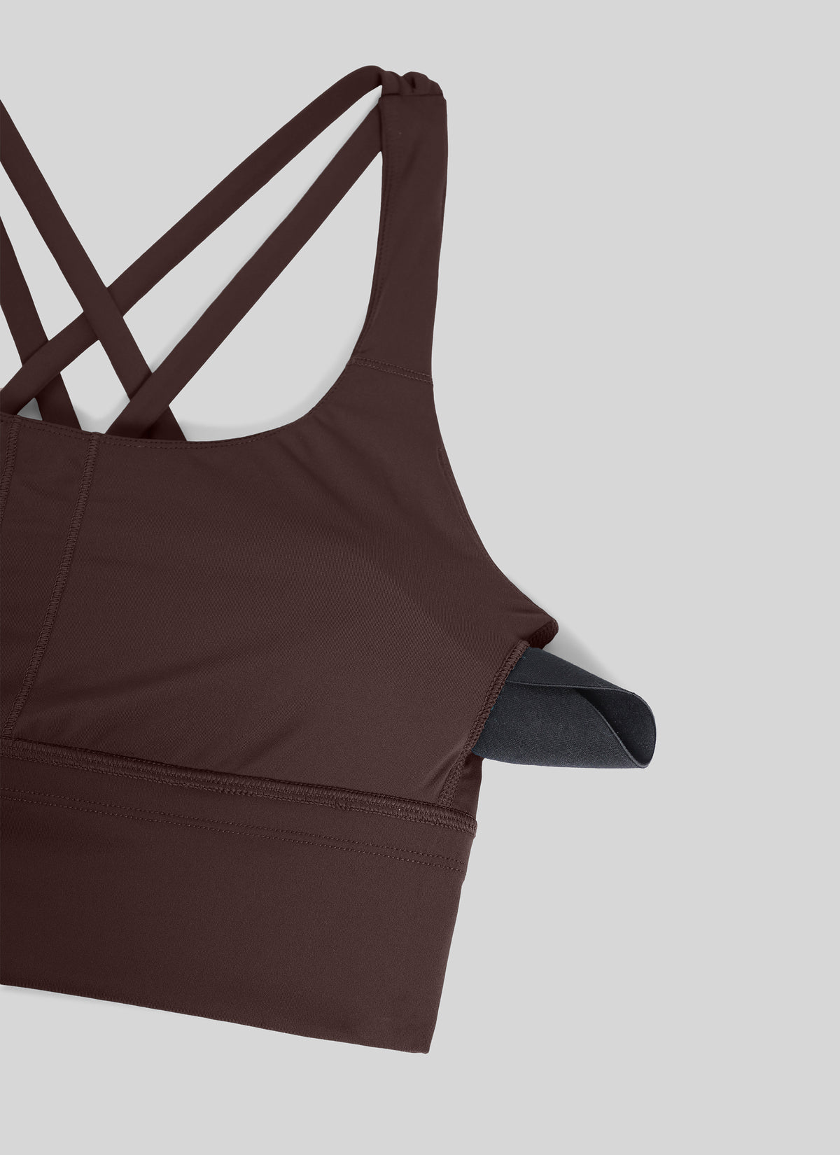 CRZ YOGA Womens Strappy Longline Nakedfeel Training Sports Bra Hot Fudge Brown @model_info:NEW