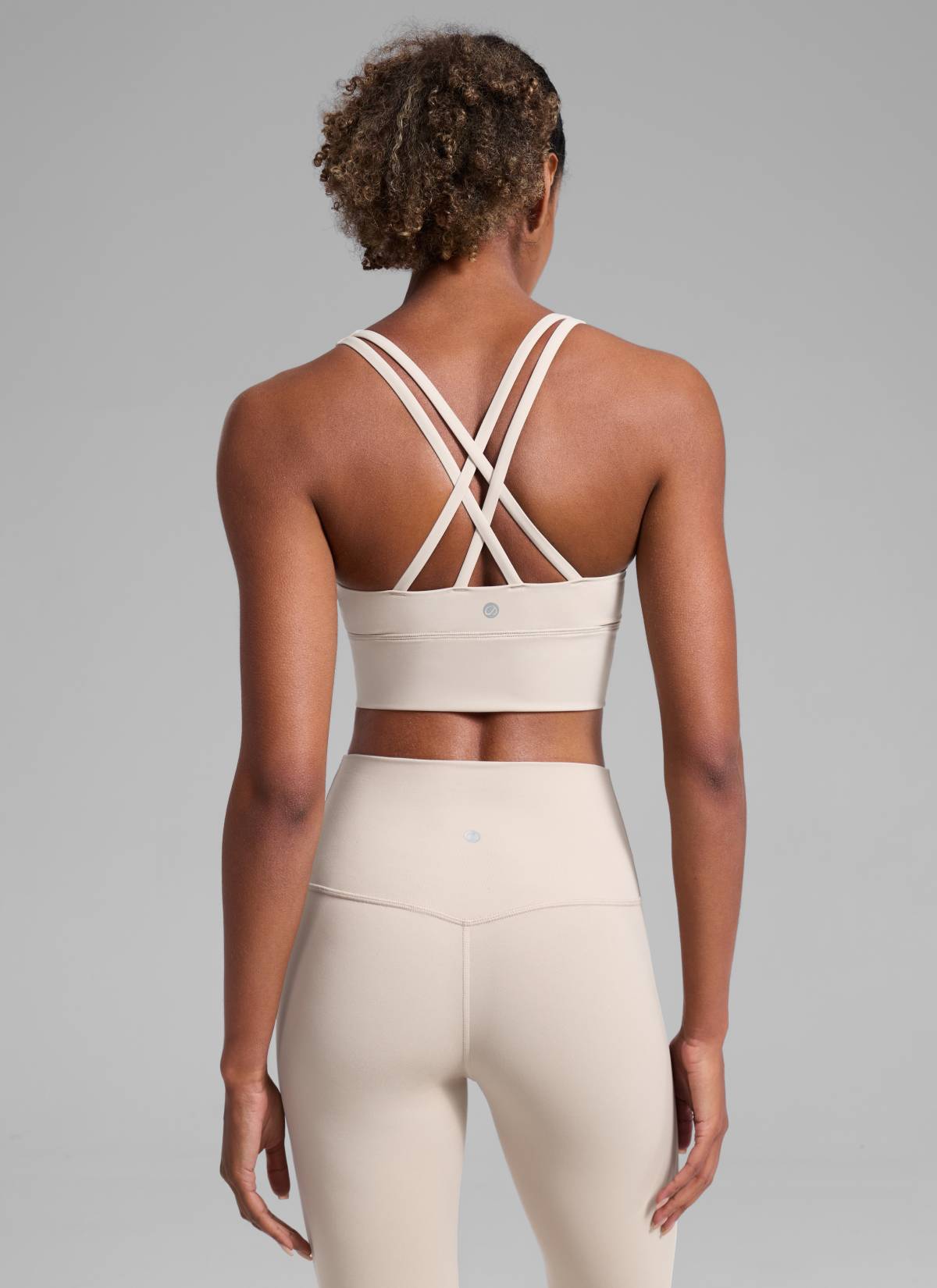 CRZ YOGA Womens Strappy Longline Nakedfeel Training Sports Bra Mojave Tan @model_info:Patrica
