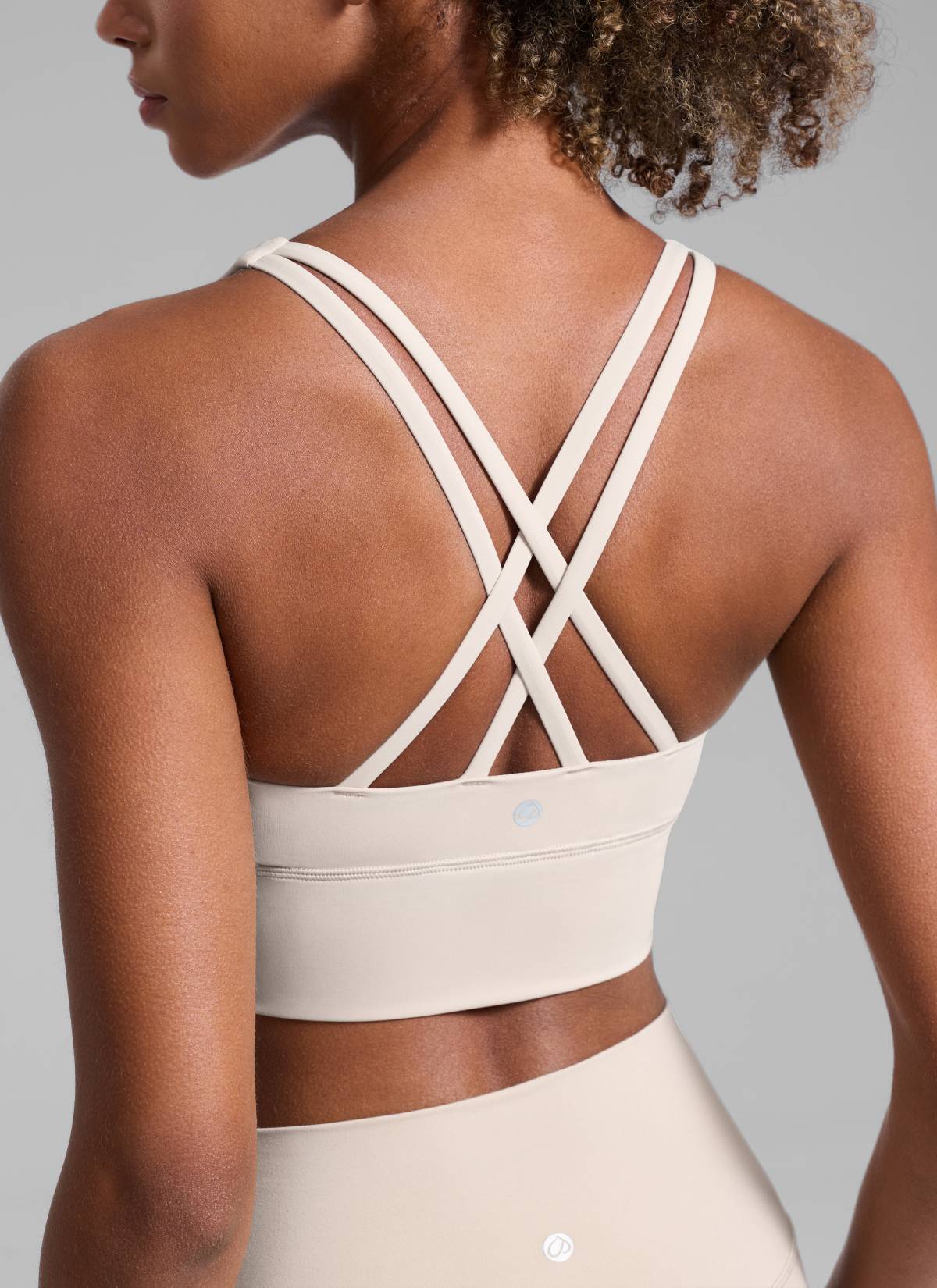 CRZ YOGA Womens Strappy Longline Nakedfeel Training Sports Bra Mojave Tan @model_info:Patrica