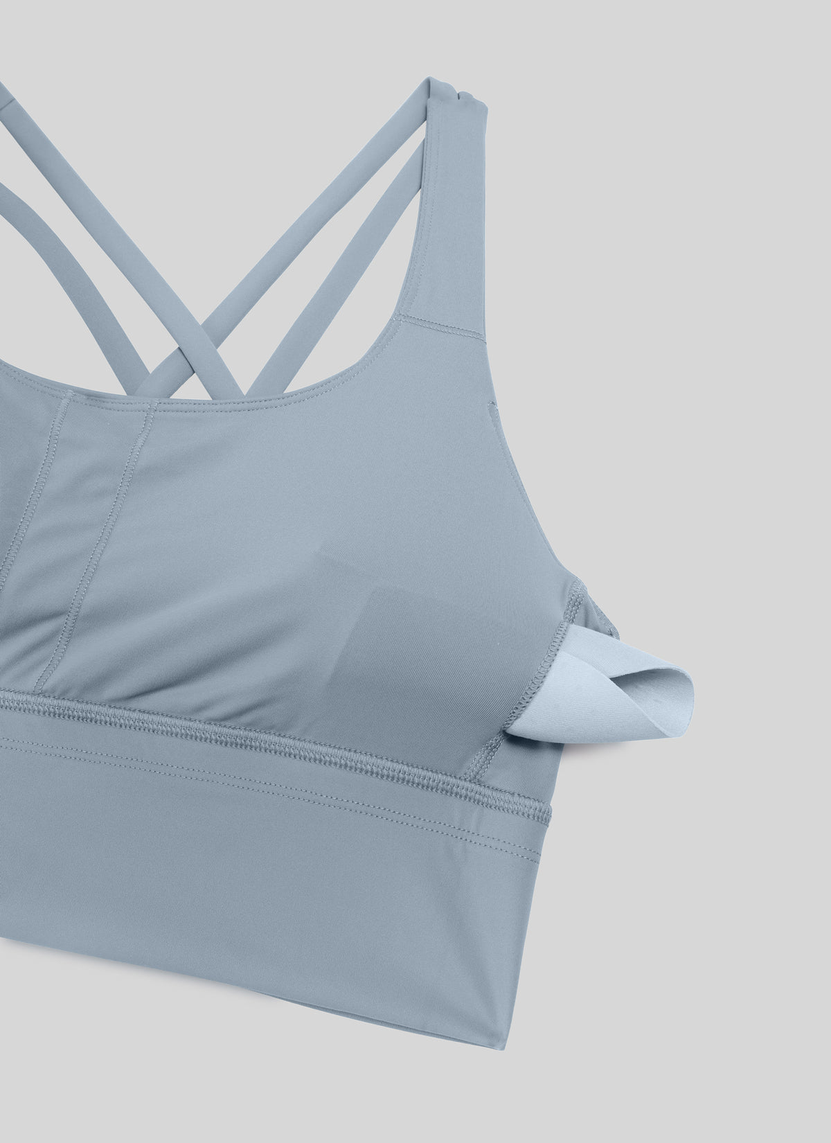 CRZ YOGA Womens Strappy Longline Nakedfeel Training Sports Bra Belgian Blue