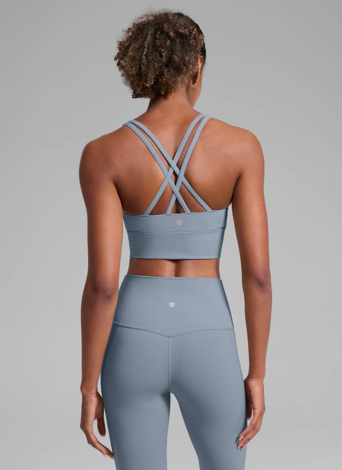 CRZ YOGA Womens Strappy Longline Nakedfeel Training Sports Bra Belgian Blue @model_info:Patrica