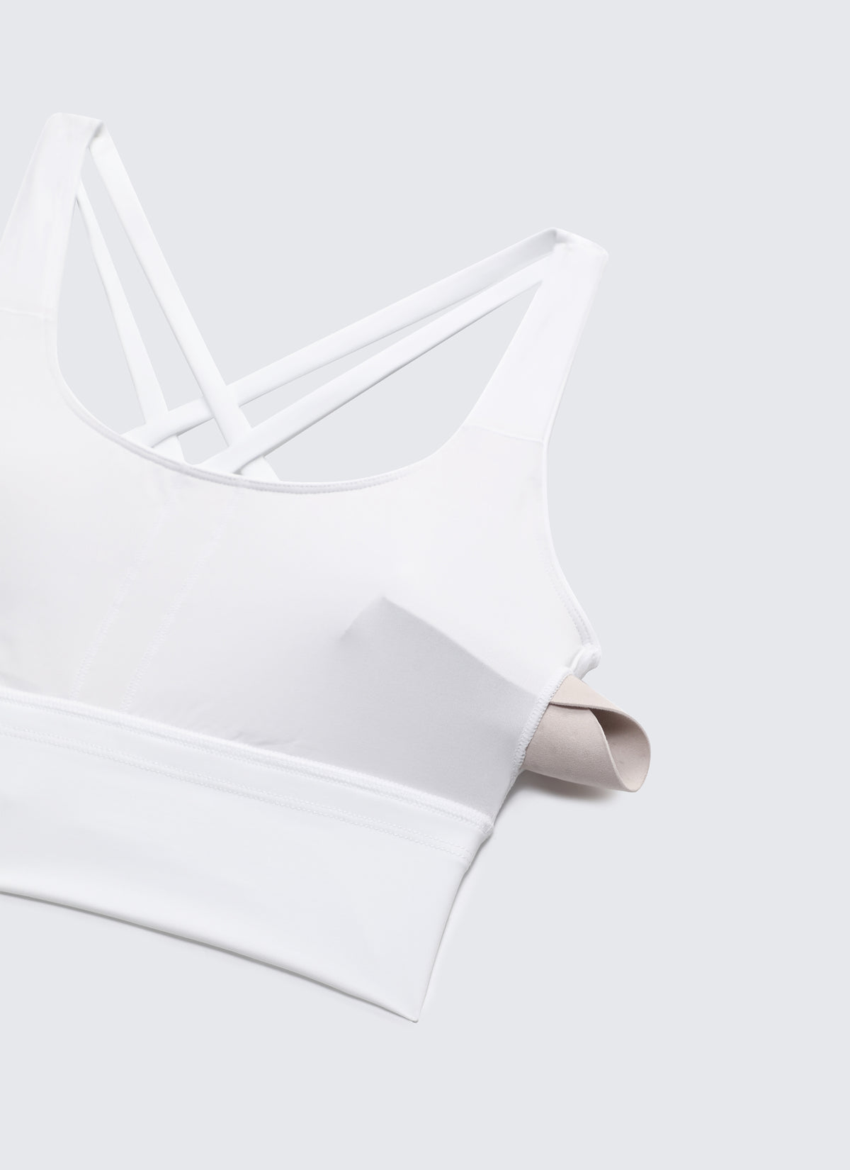 CRZ YOGA Womens Strappy Longline Nakedfeel Training Sports Bra White