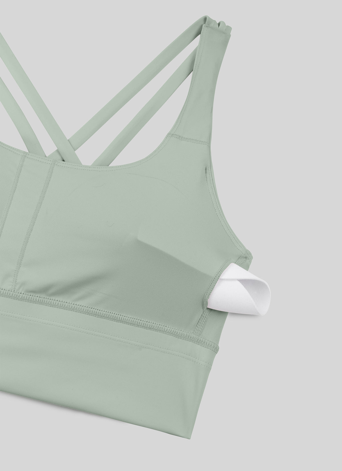 CRZ YOGA Womens Strappy Longline Nakedfeel Training Sports Bra Green Palm Court @model_info:NEW
