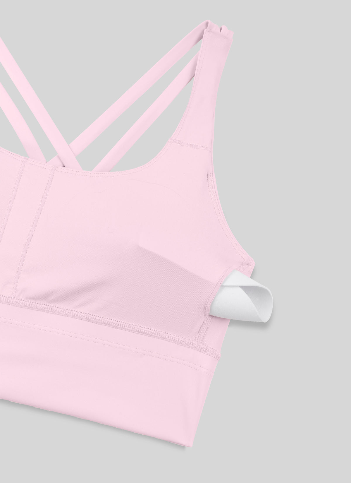 CRZ YOGA Womens Strappy Longline Nakedfeel Training Sports Bra Strawberry Pink