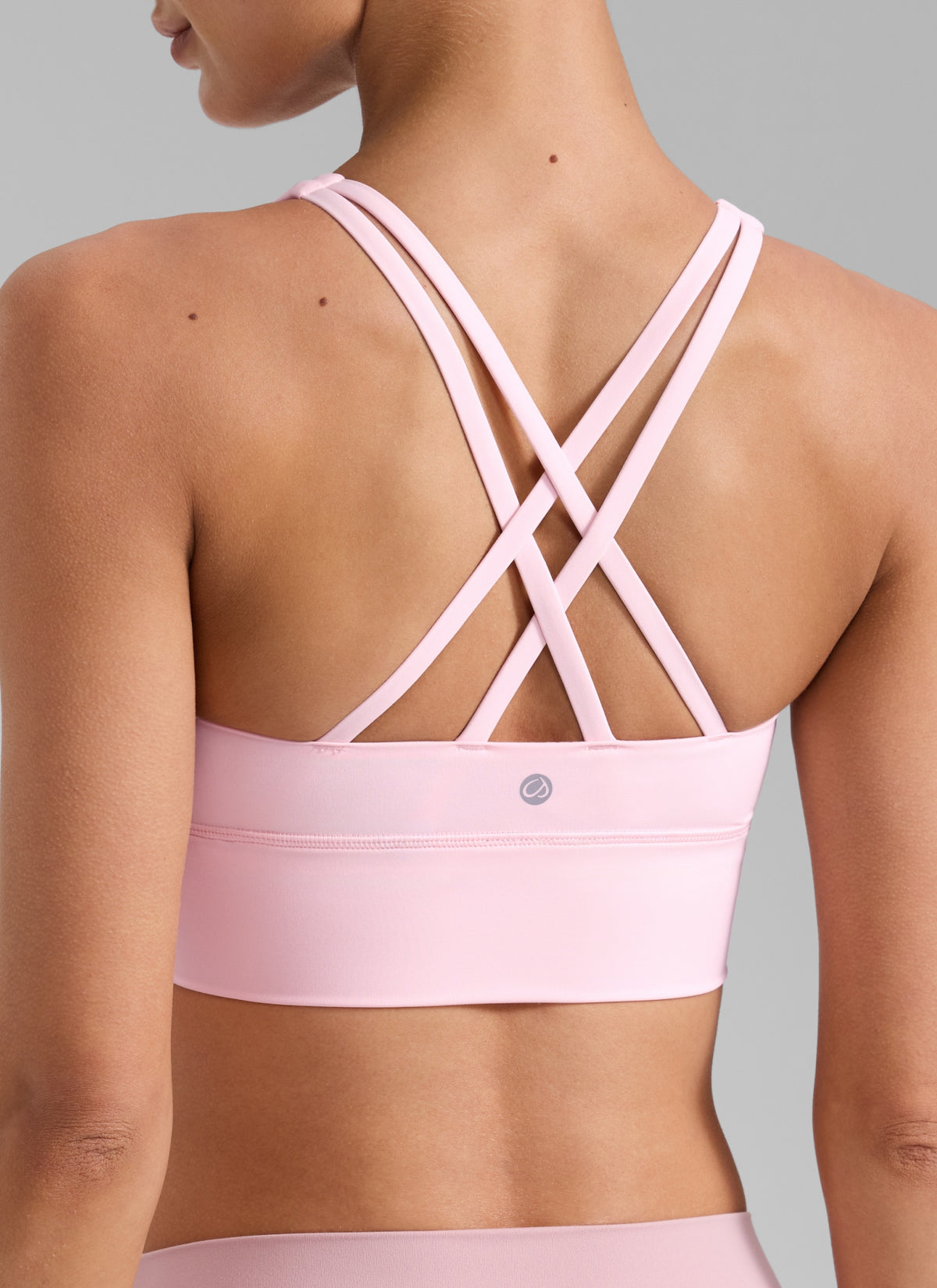 CRZ YOGA Womens Strappy Longline Nakedfeel Training Sports Bra Strawberry Pink @model_info:Katya