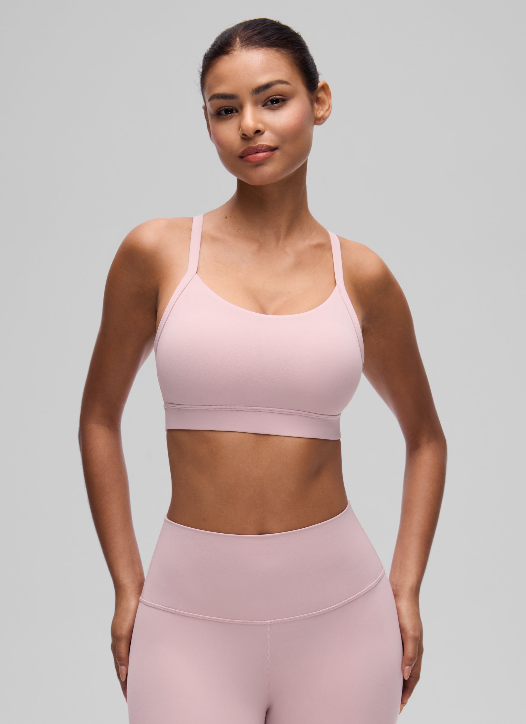 CRZ YOGA Women's Butterluxe Yoga U Neck Y Back Sports Bra Pink Haze @model_info:T