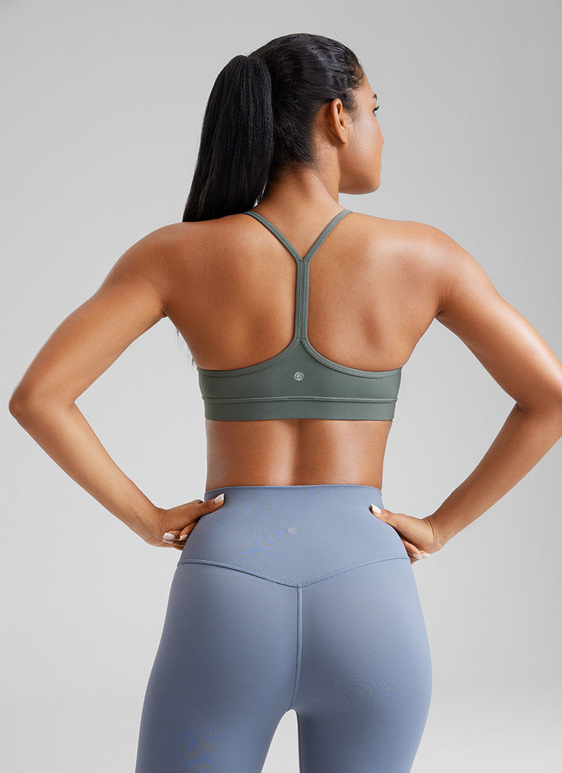 CRZ YOGA Dames Yoga Sportbeha met lichte ondersteuning Butterluxe Y-rug Grijze Salie