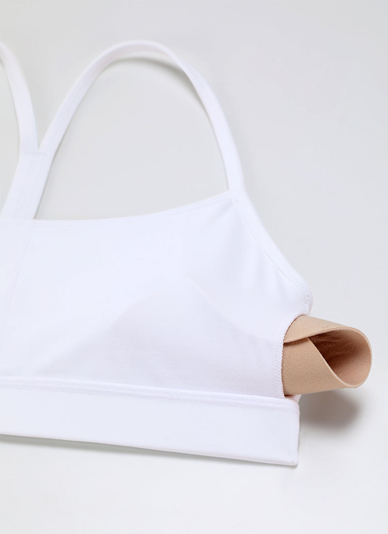 CRZ YOGA moteriška joga lengvos atramos Butterluxe sportinė liemenėlė su Y formos nugara, balta