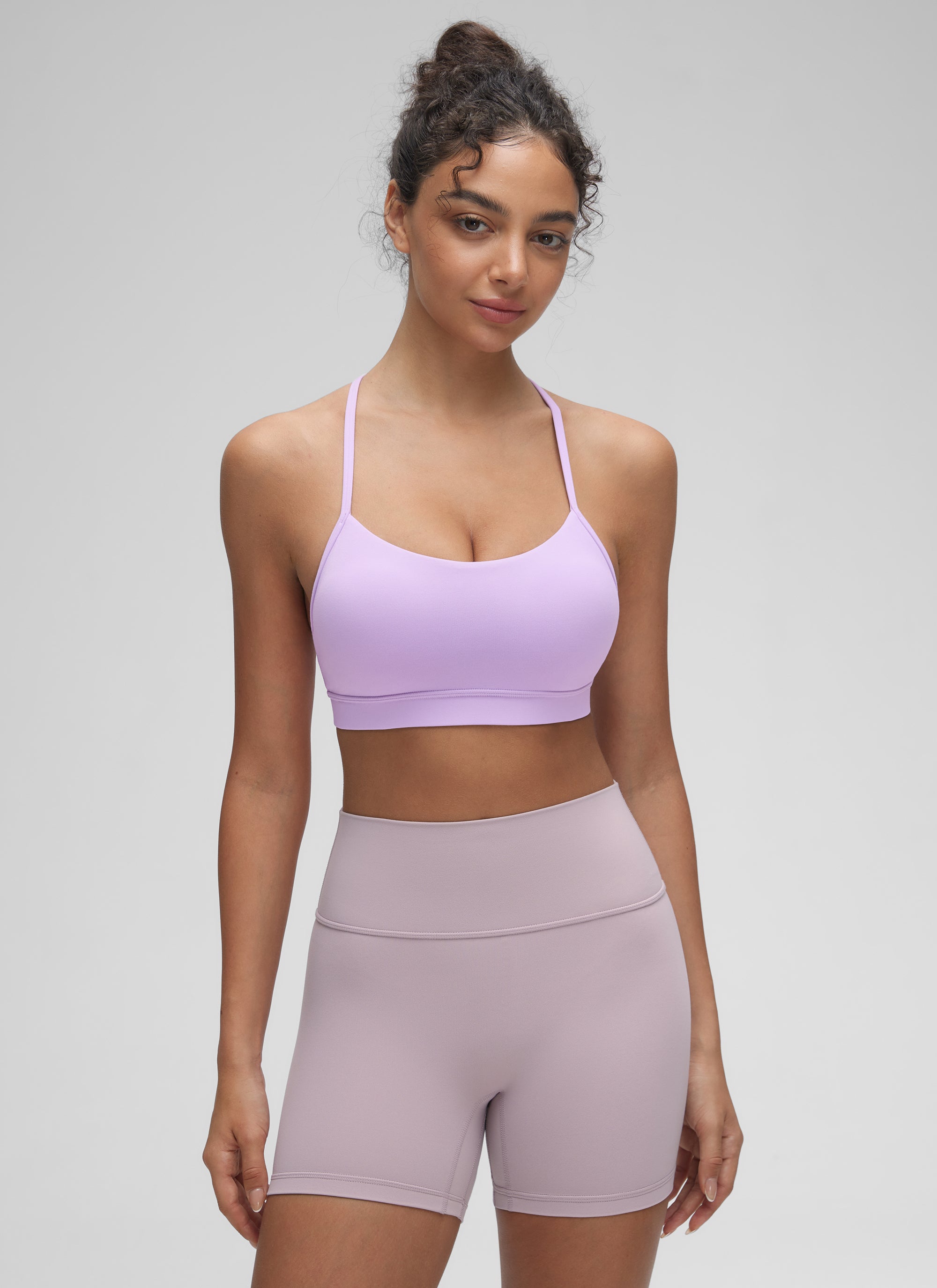CRZ YOGA Women's Yoga Light Support Butterluxe Sports Bra Y back Elfin Purple @model_info:Anano