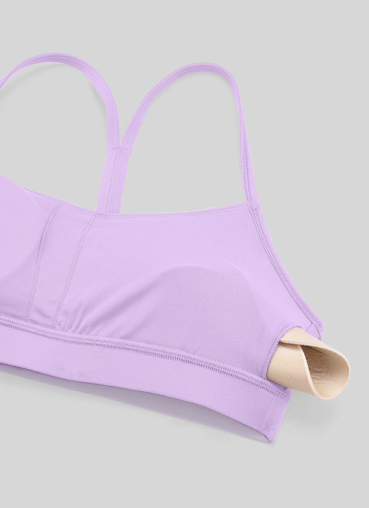 Дамски спортен сутиен за йога с лека поддръжка CRZ YOGA Butterluxe с Y-образен гръб в цвят елфическо лилаво