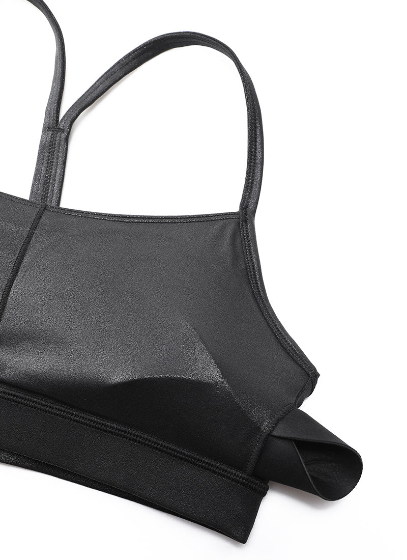 CRZ YOGA Dames Yoga Lichtsteun Butterluxe Sport-bh Y-rug Zwart Klassiek Leer