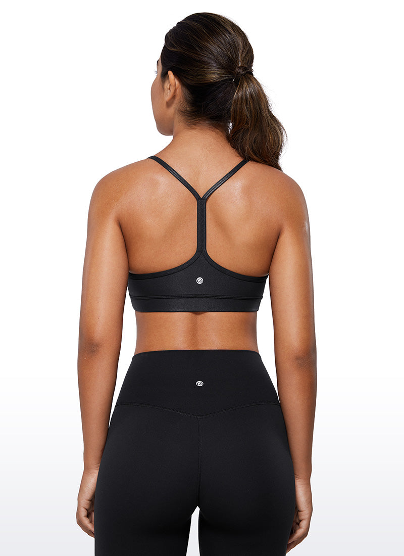 CRZ YOGA Dames Yoga Lichtsteun Butterluxe Sport-bh Y-rug Zwart Klassiek Leer