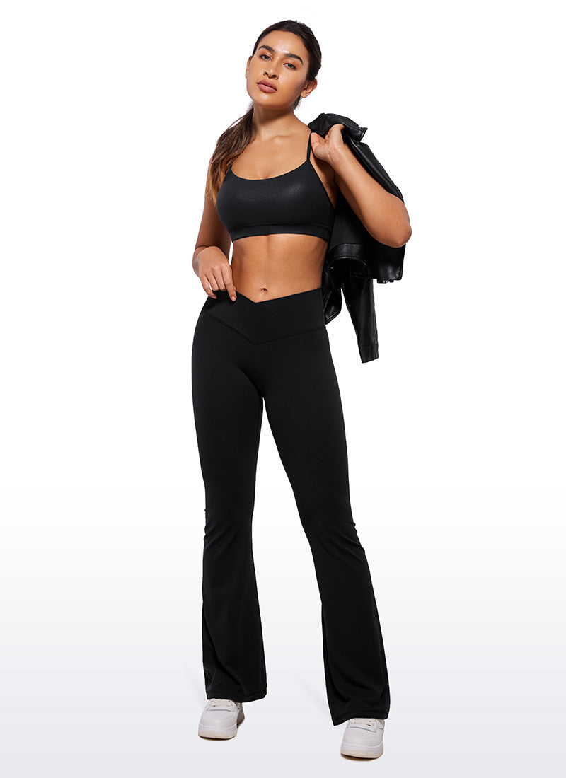 CRZ YOGA Dames Yoga Lichtsteun Butterluxe Sport-bh Y-rug Zwart Klassiek Leer