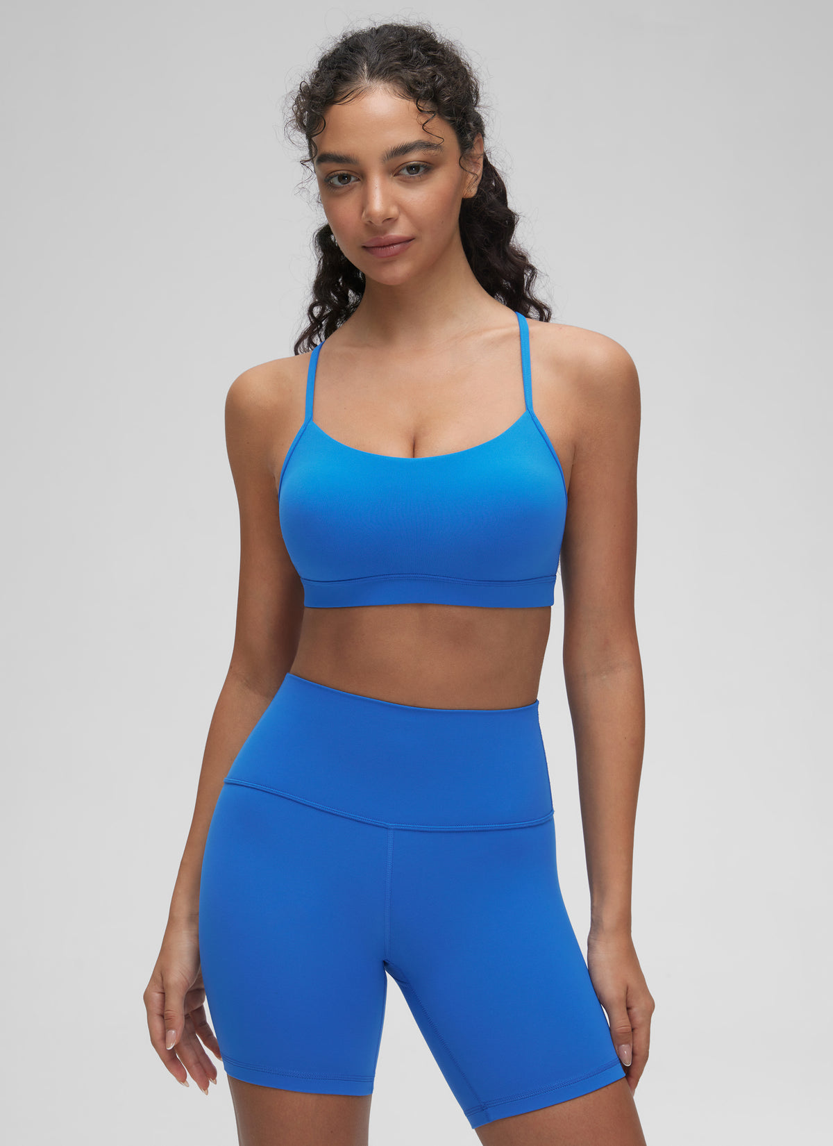 CRZ YOGA Dam Yoga Light Support Butterluxe Sport-bh Y-rygg Sparkle Blue @model_info:Anano