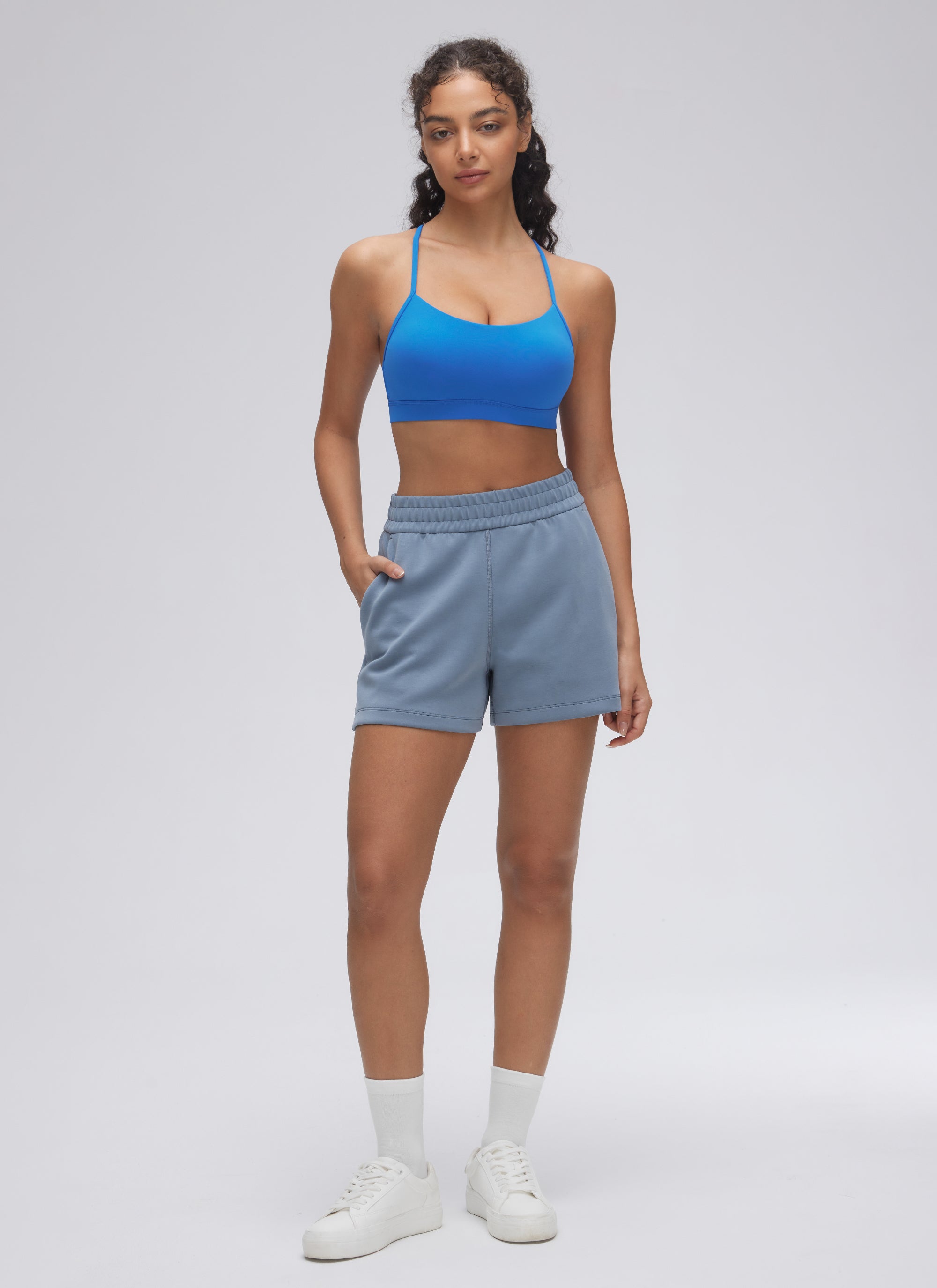 CRZ YOGA Reggiseno Sportivo da Donna Yoga Supporto Leggero Butterluxe Y back Sparkle Blue