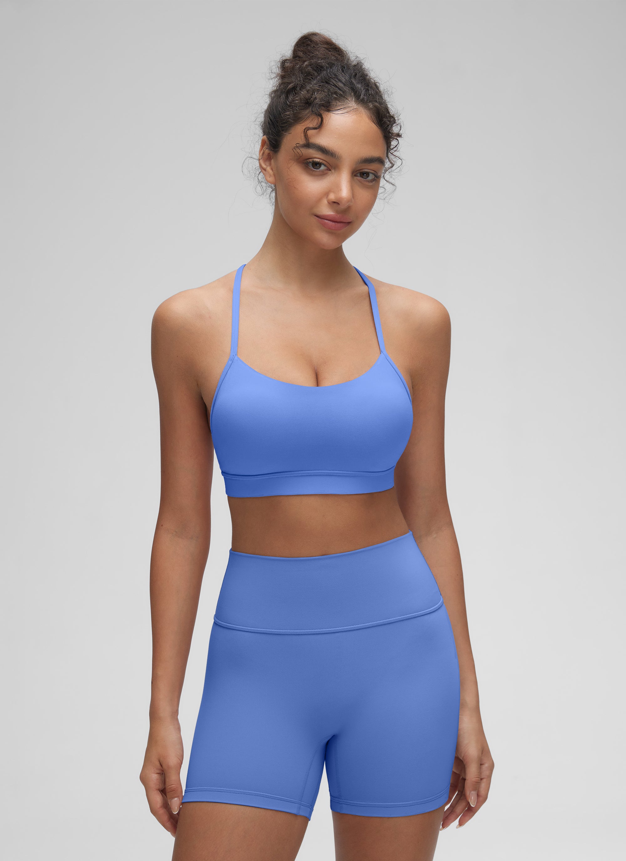 CRZ YOGA Women's Yoga Light Support Butterluxe Sports Bra Y back Wild Indigo @model_info:Anano