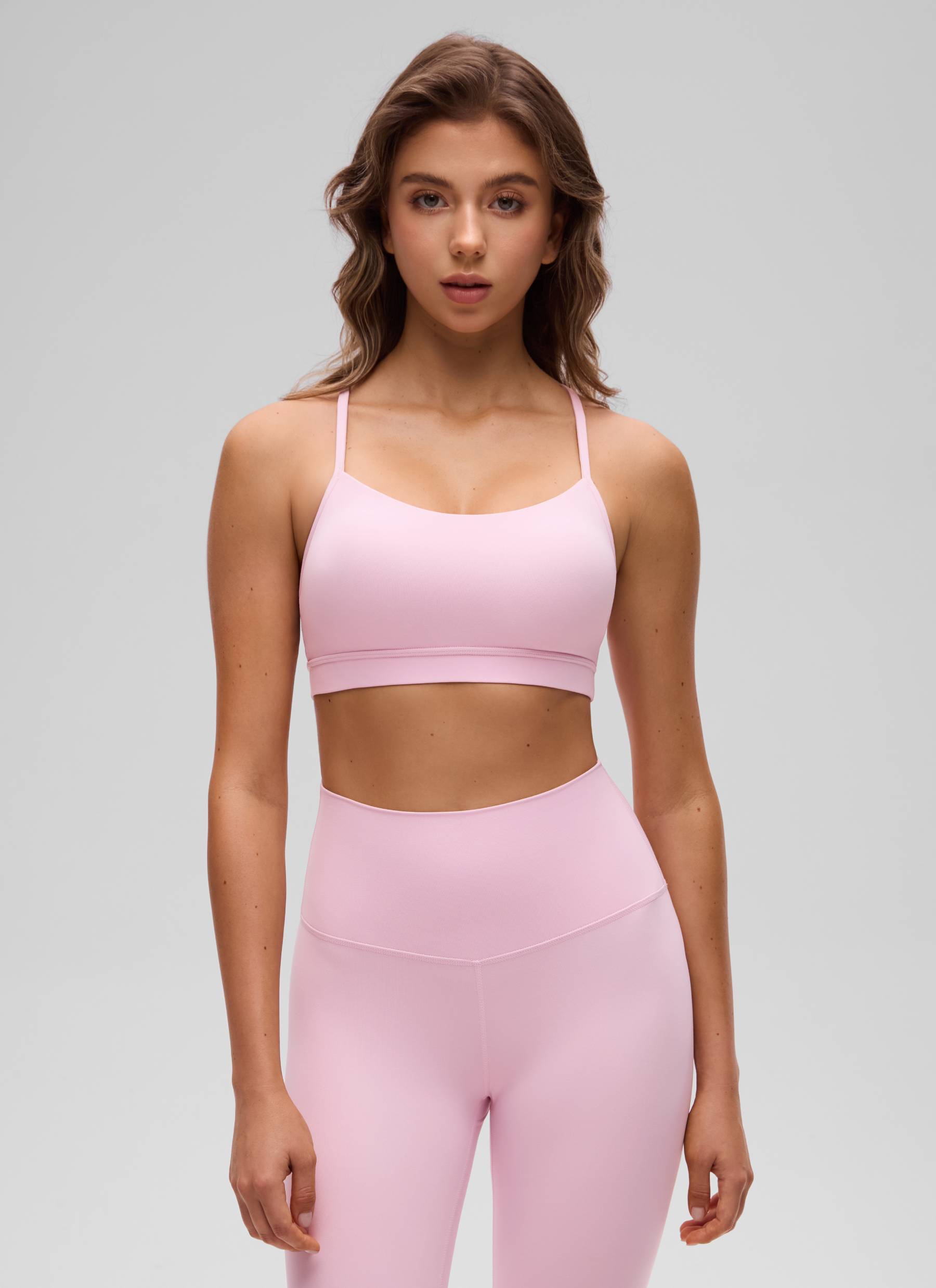 CRZ YOGA moteriška joga lengvos atramos Butterluxe sportinė liemenėlė su Y formos nugara, rožinio bijūno