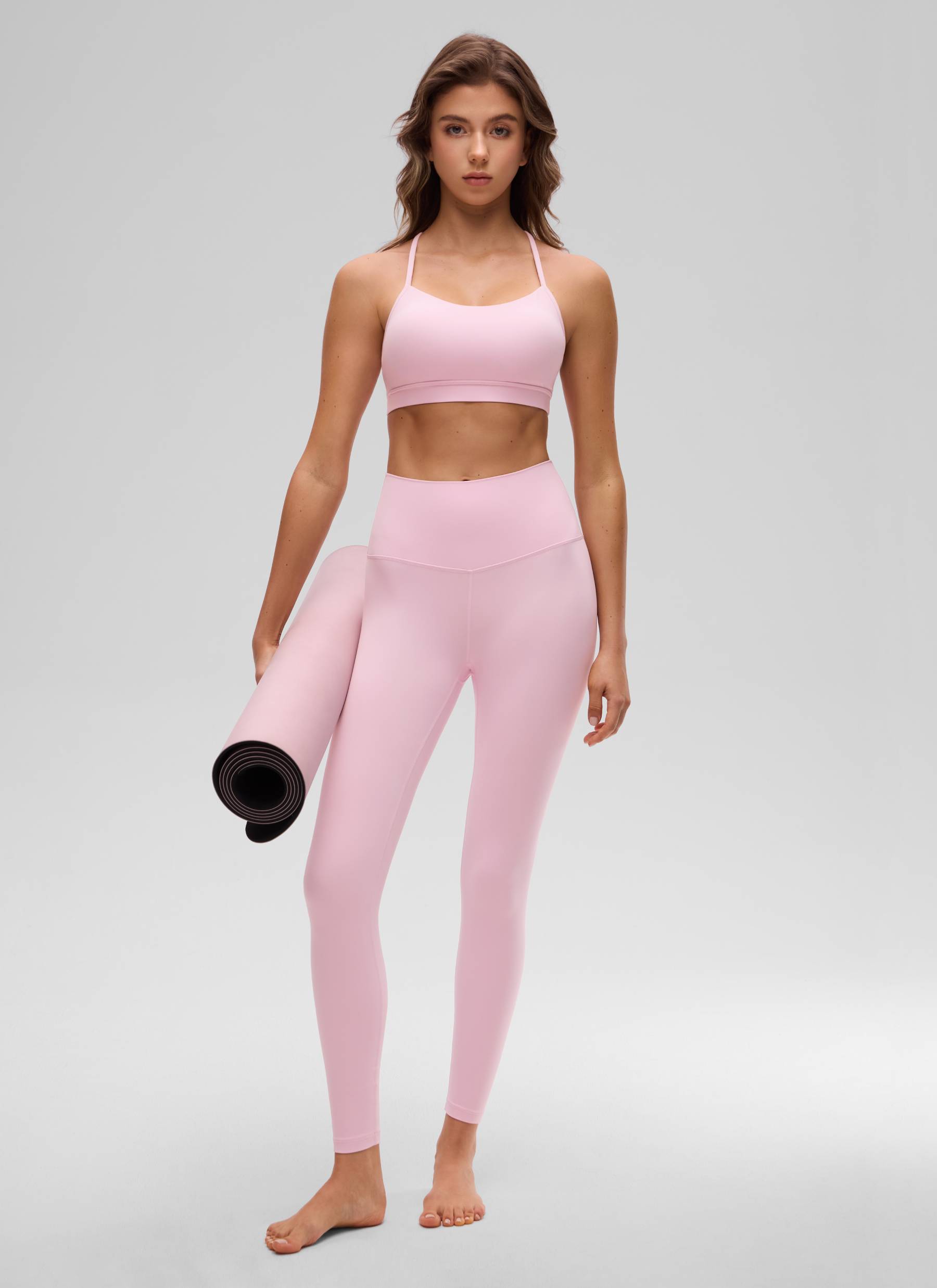 CRZ YOGA moteriška joga lengvos atramos Butterluxe sportinė liemenėlė su Y formos nugara, rožinio bijūno