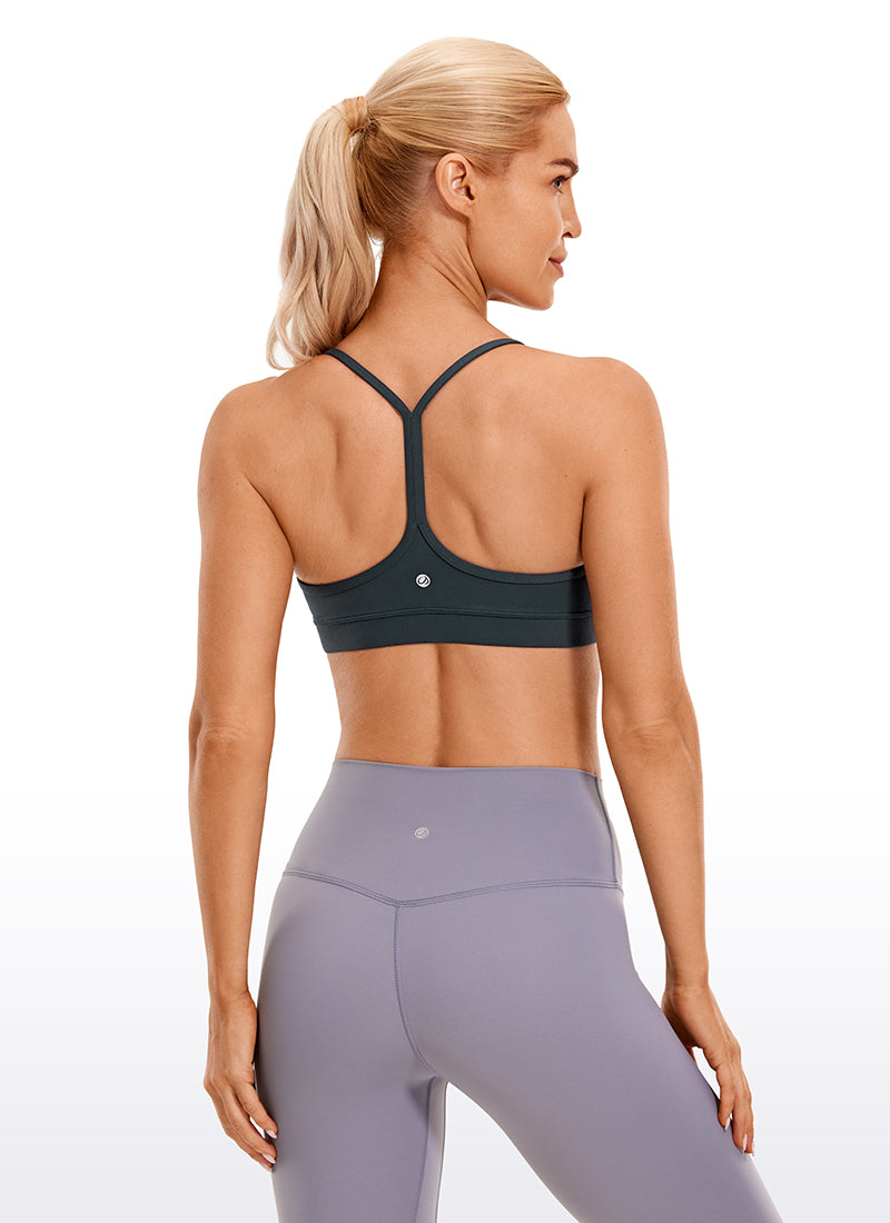 CRZ YOGA moteriška joga lengvos atramos Butterluxe sportinė liemenėlė su Y formos nugara, tamsiai žalia