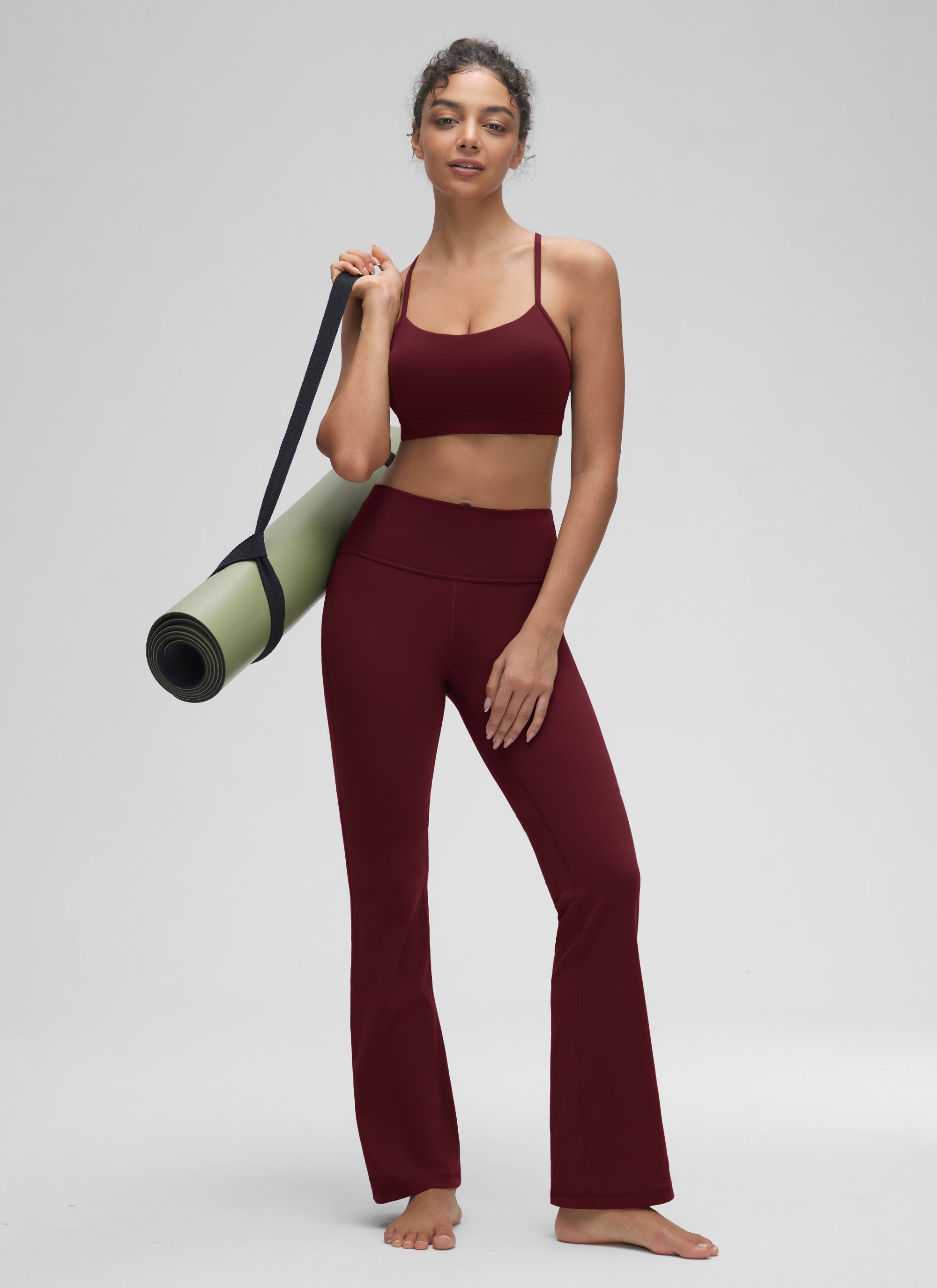 CRZ YOGA Women's Yoga Light Support Butterluxe Sports Bra Y back Red Merlot