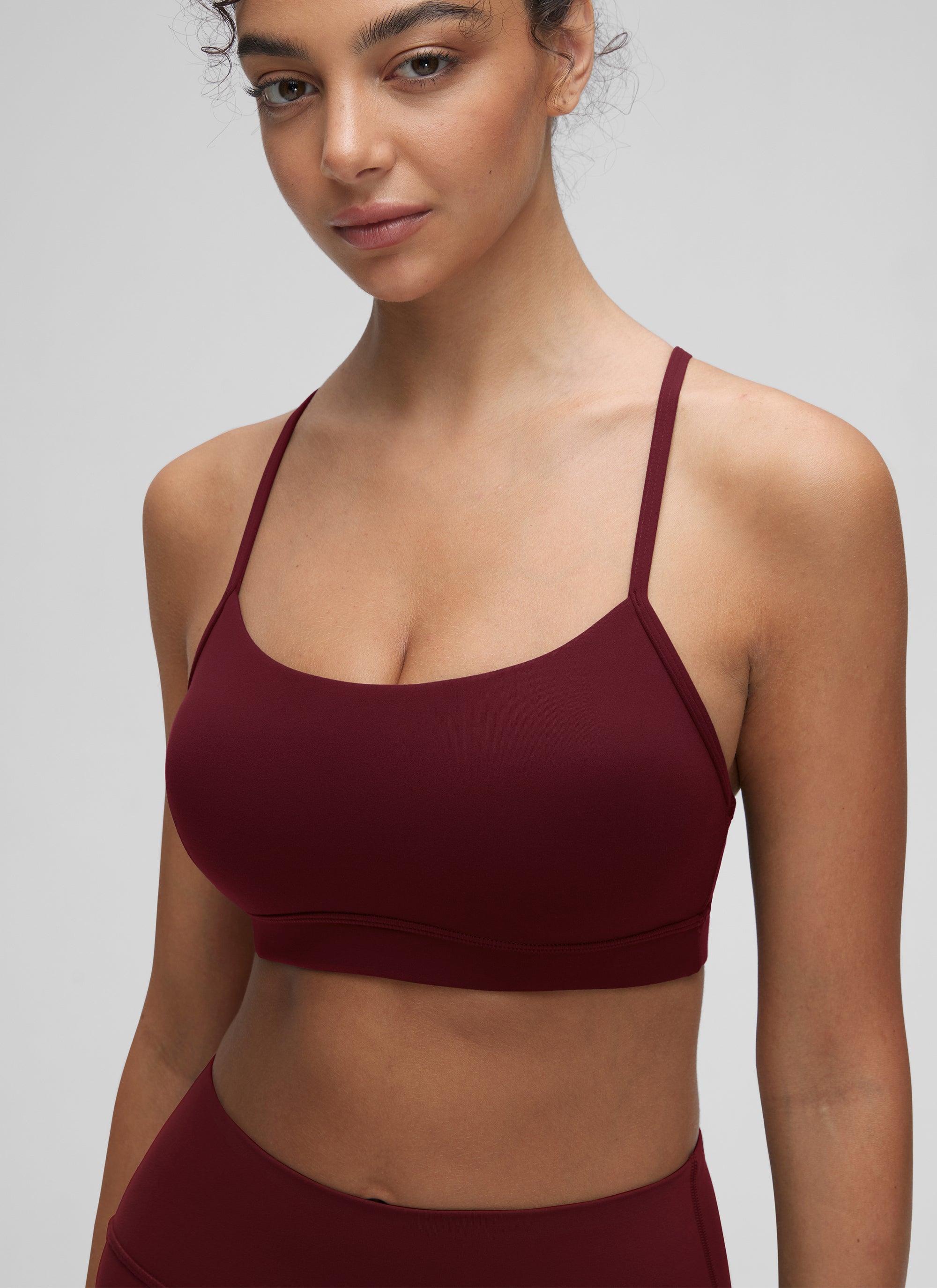 CRZ YOGA Reggiseno sportivo da donna Yoga Sostegno leggero Butterluxe con schiena a Y Rosso Merlot