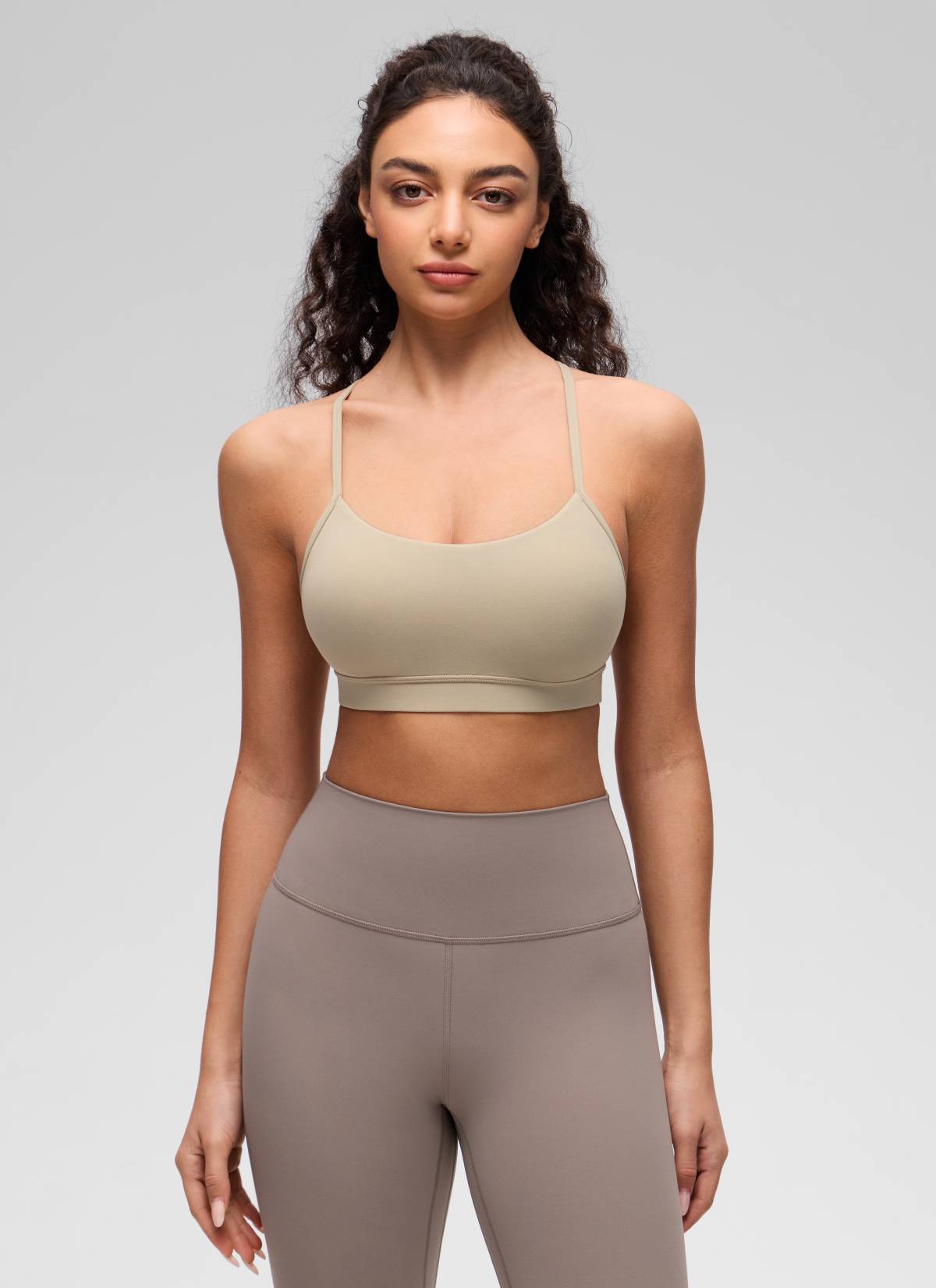 CRZ YOGA Women's Yoga Light Support Butterluxe Sports Bra Y back Oak @model_info:Anano