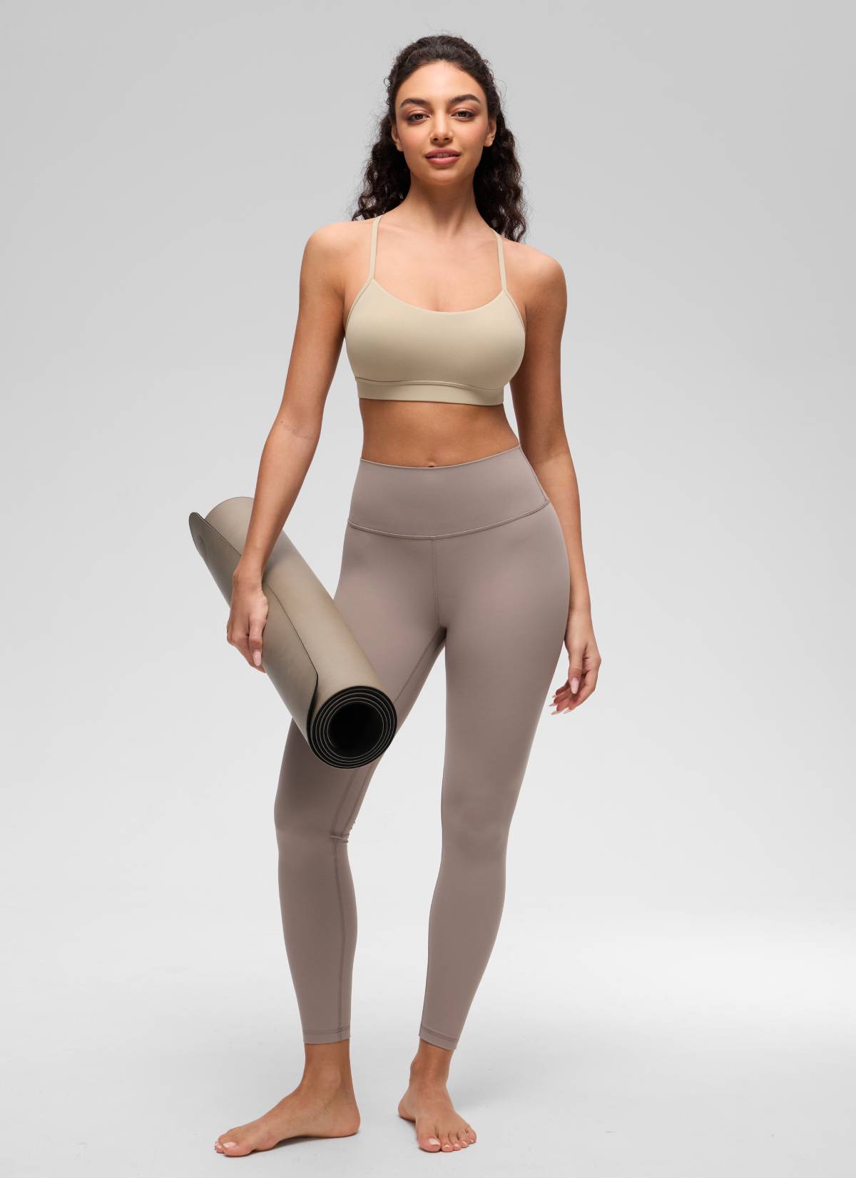 Дамски спортен сутиен за йога с лека поддръжка CRZ YOGA Butterluxe с Y-образен гръб в цвят дъб