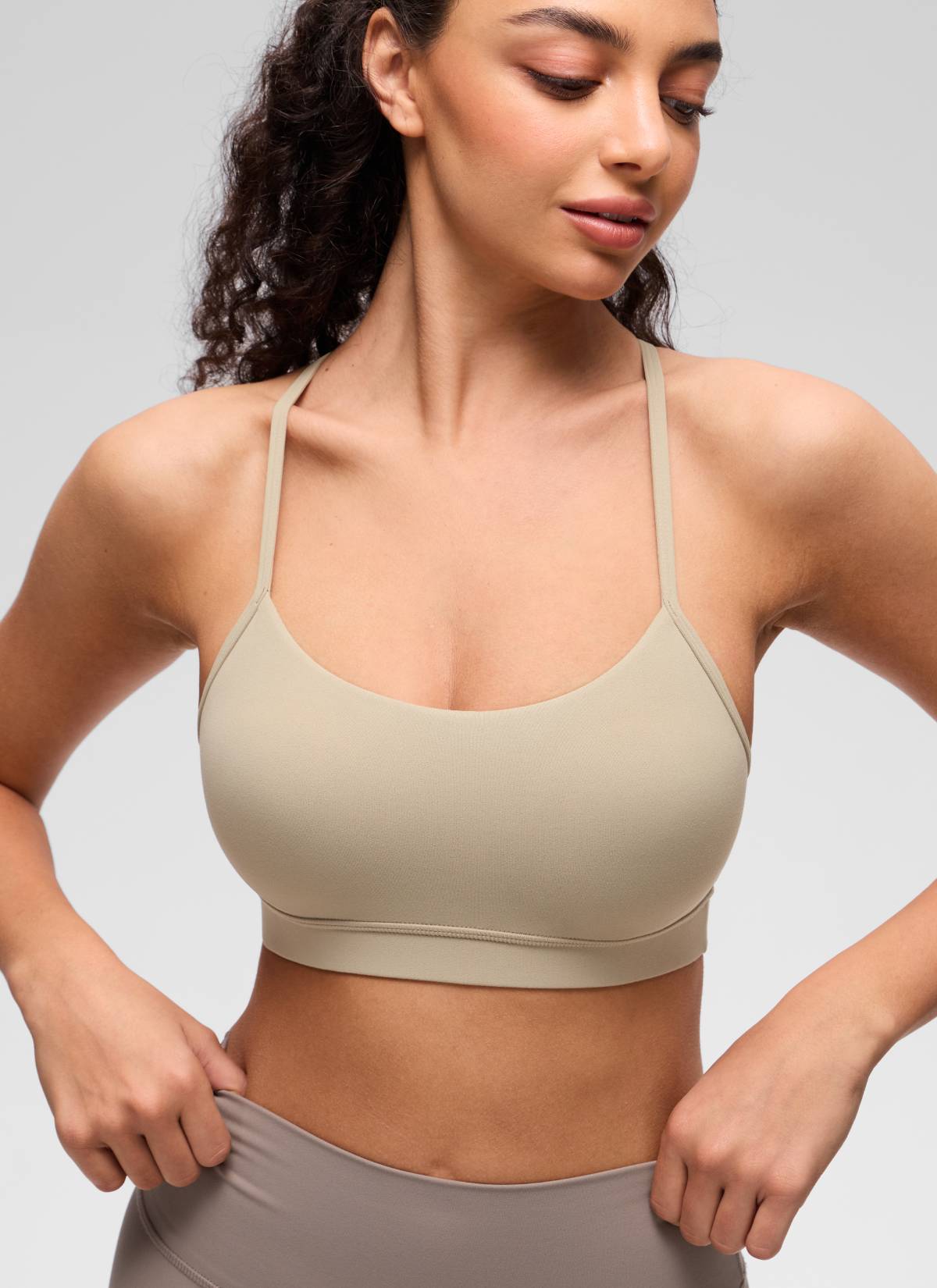 CRZ YOGA Women's Yoga Light Support Butterluxe Sports Bra Y back Oak @model_info:Anano