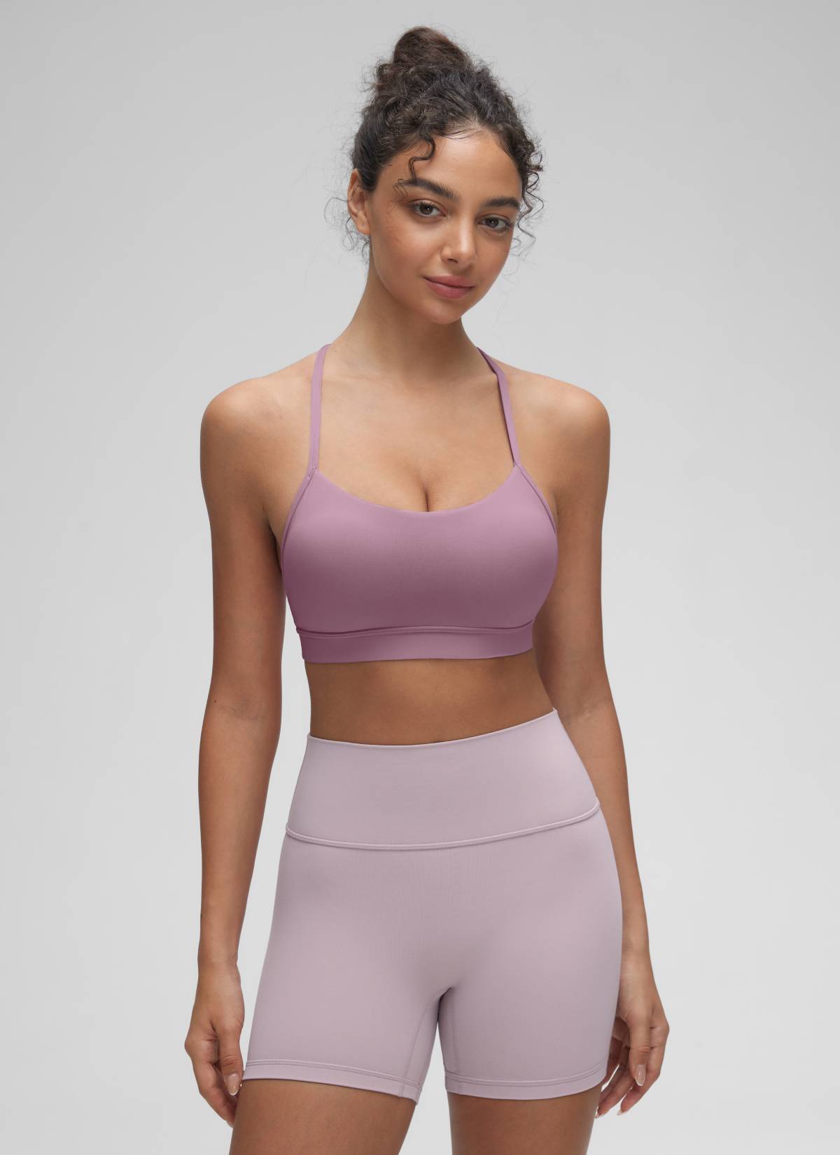 CRZ YOGA Dames Yoga Sportbeha met Lichte Ondersteuning en Y-rug Butterluxe Licht Lavendel