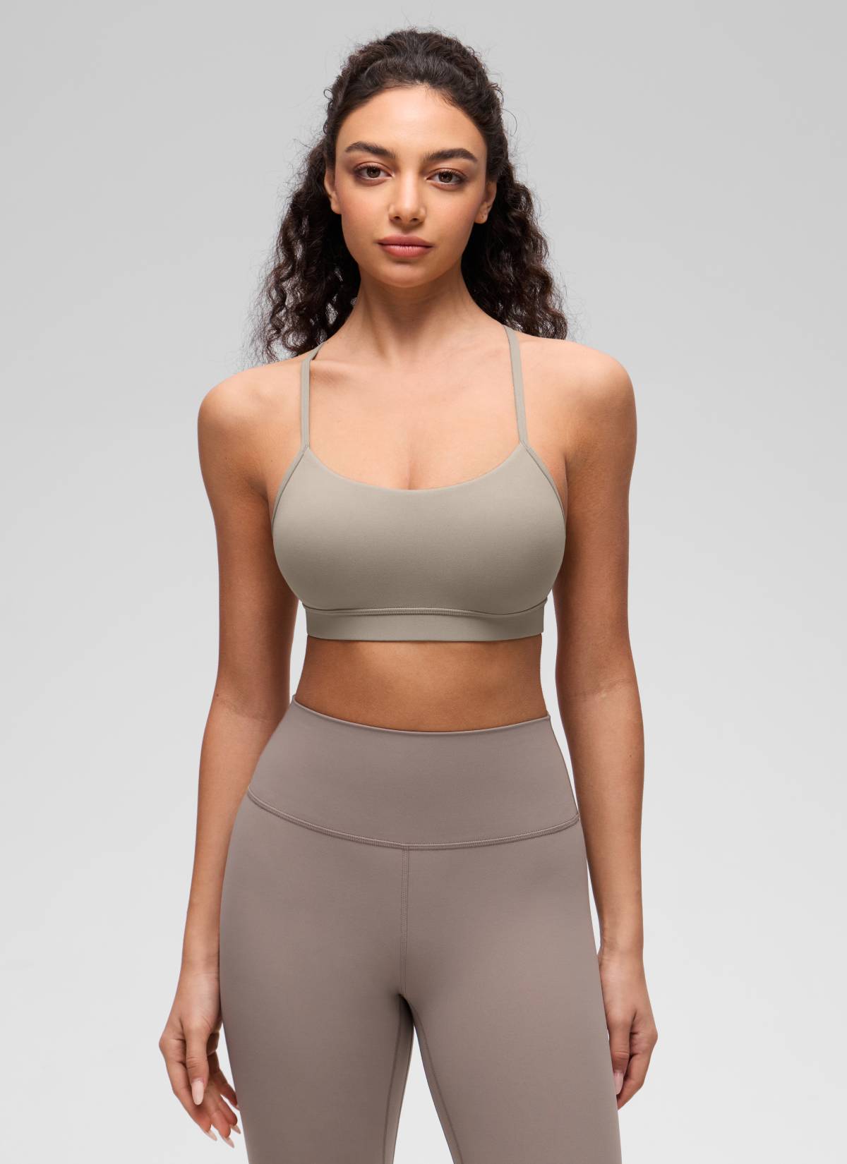CRZ YOGA Reggiseno sportivo da donna Yoga Sostegno leggero Butterluxe con schiena a Y Grigio cenere caldo
