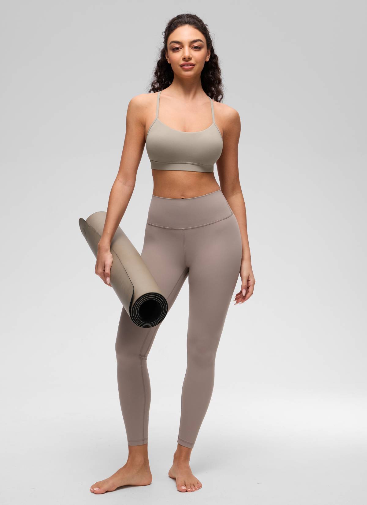 CRZ YOGA Reggiseno sportivo da donna Yoga Sostegno leggero Butterluxe con schiena a Y Grigio cenere caldo