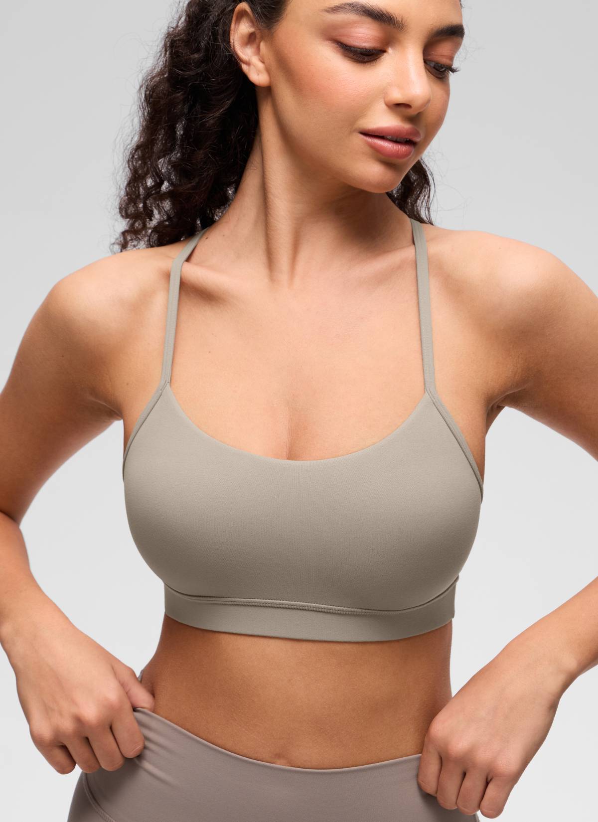 CRZ YOGA Naisten Jooga Kevyt tuki Butterluxe Urheiluliivit Y-selkä Warm Ash Grey