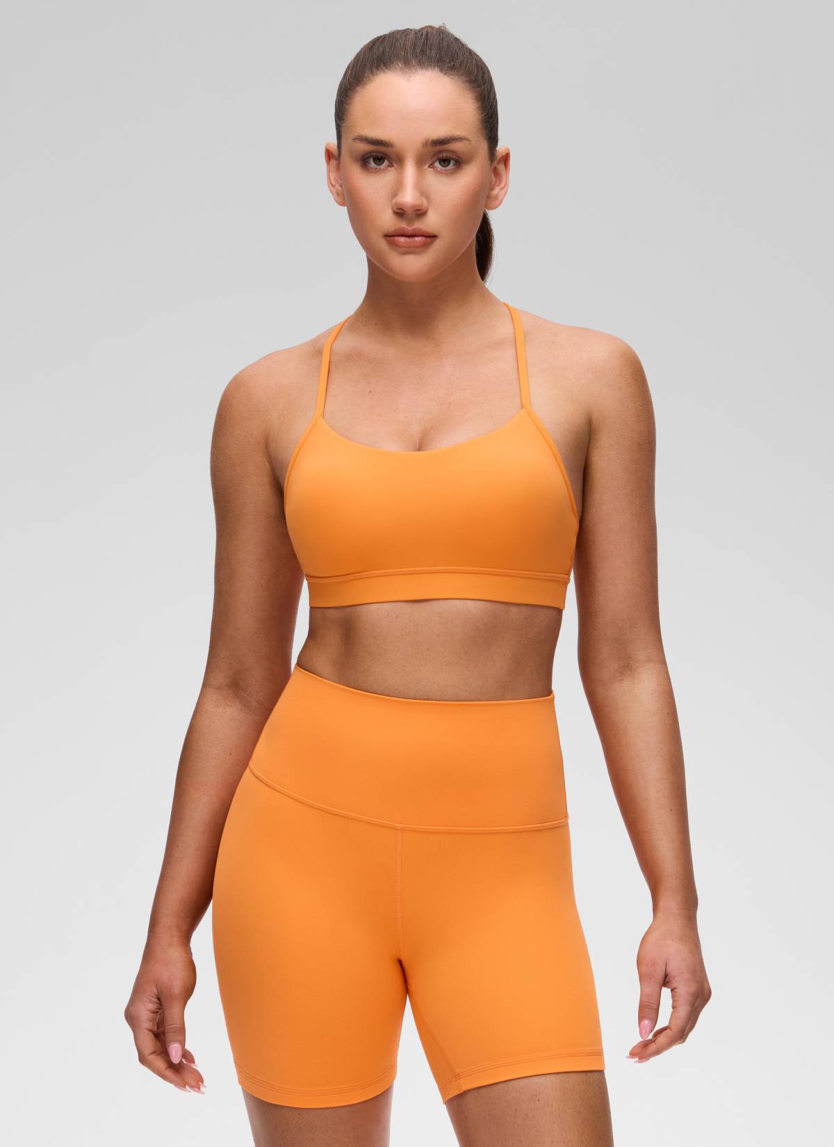 CRZ YOGA Women's Yoga Light Support Butterluxe Sports Bra Y back Tiger Orange @model_info:Brooklyn