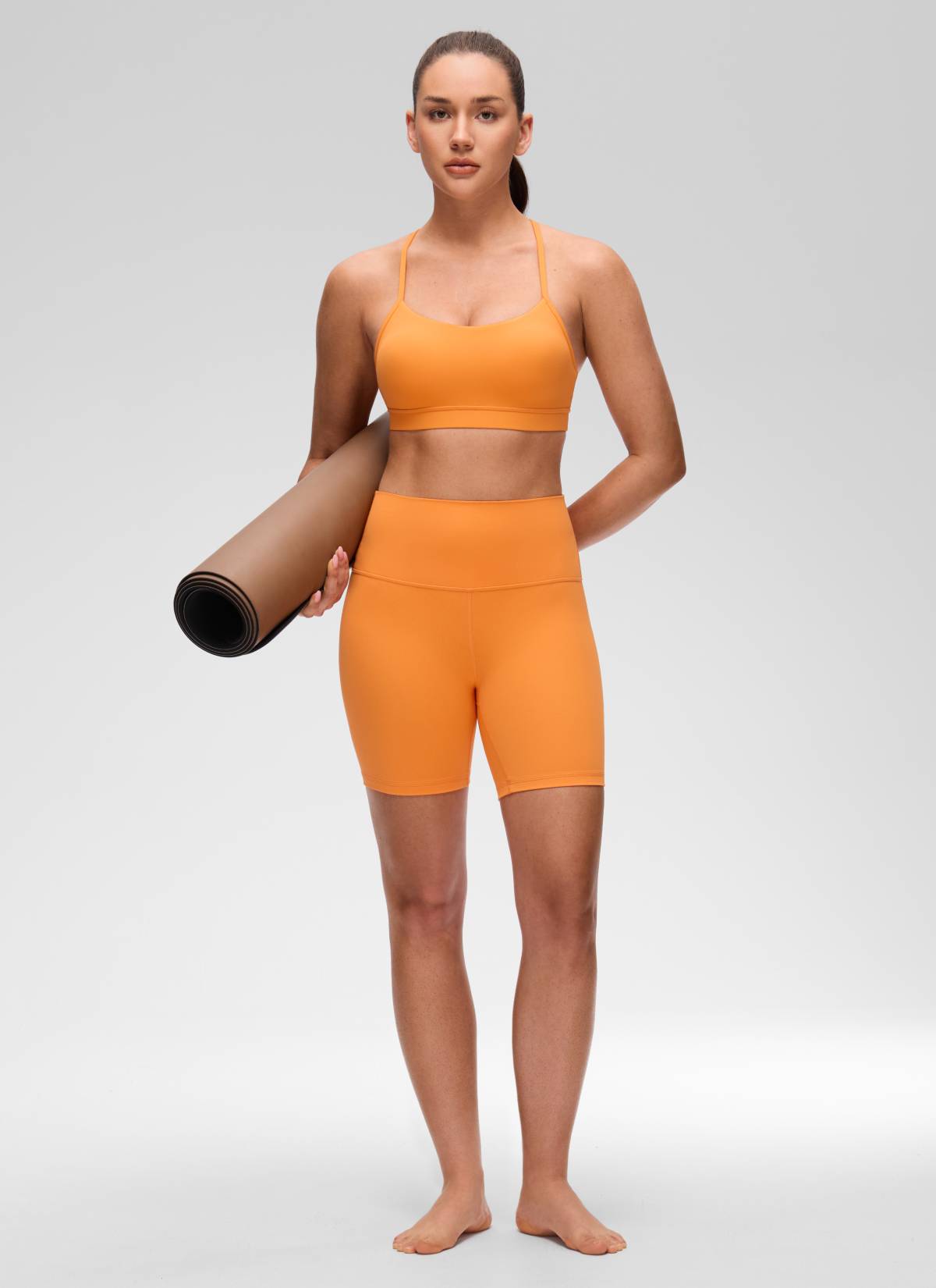 CRZ YOGA Women's Yoga Light Support Butterluxe Sports Bra Y back Tiger Orange @model_info:Brooklyn