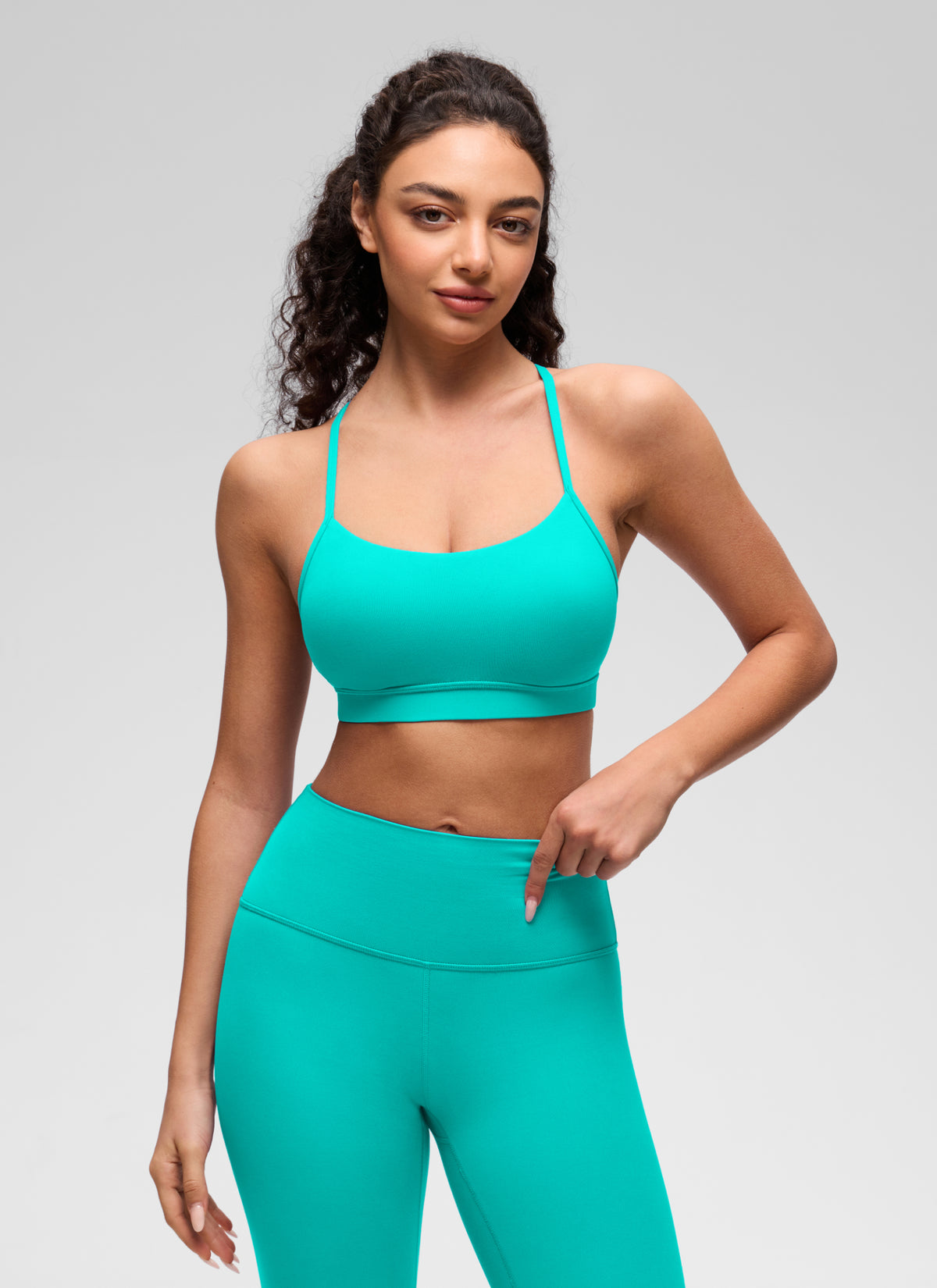 CRZ YOGA Dam Yoga Sport-bh med Lätt Stöd Butterluxe Y-rygg Tropics Teal @model_info:A