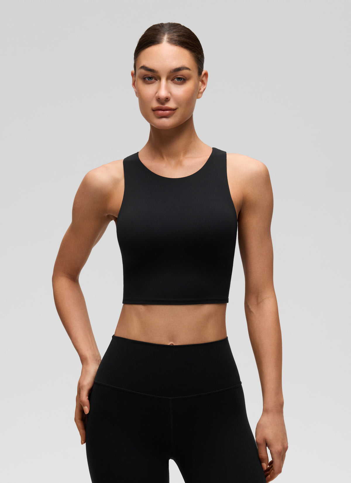CRZ YOGA  Women's Yoga Low Support Butterluxe Tank High Neck Racerback Black @model_info:K