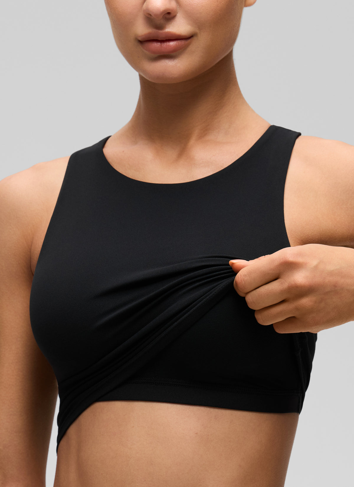 CRZ YOGA  Women's Yoga Low Support Butterluxe Tank High Neck Racerback Black @model_info:K