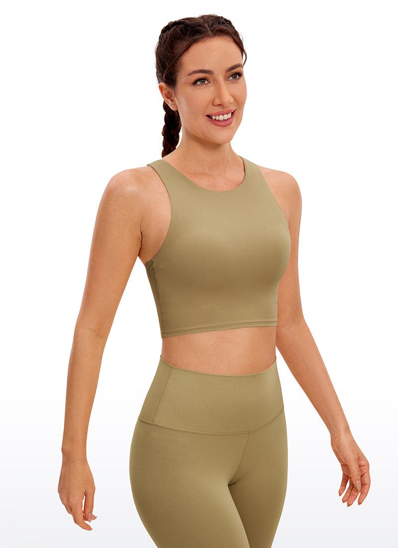 CRZ YOGA  Women's Yoga Low Support Butterluxe Tank High Neck Racerback Soul Brown @model_info:D