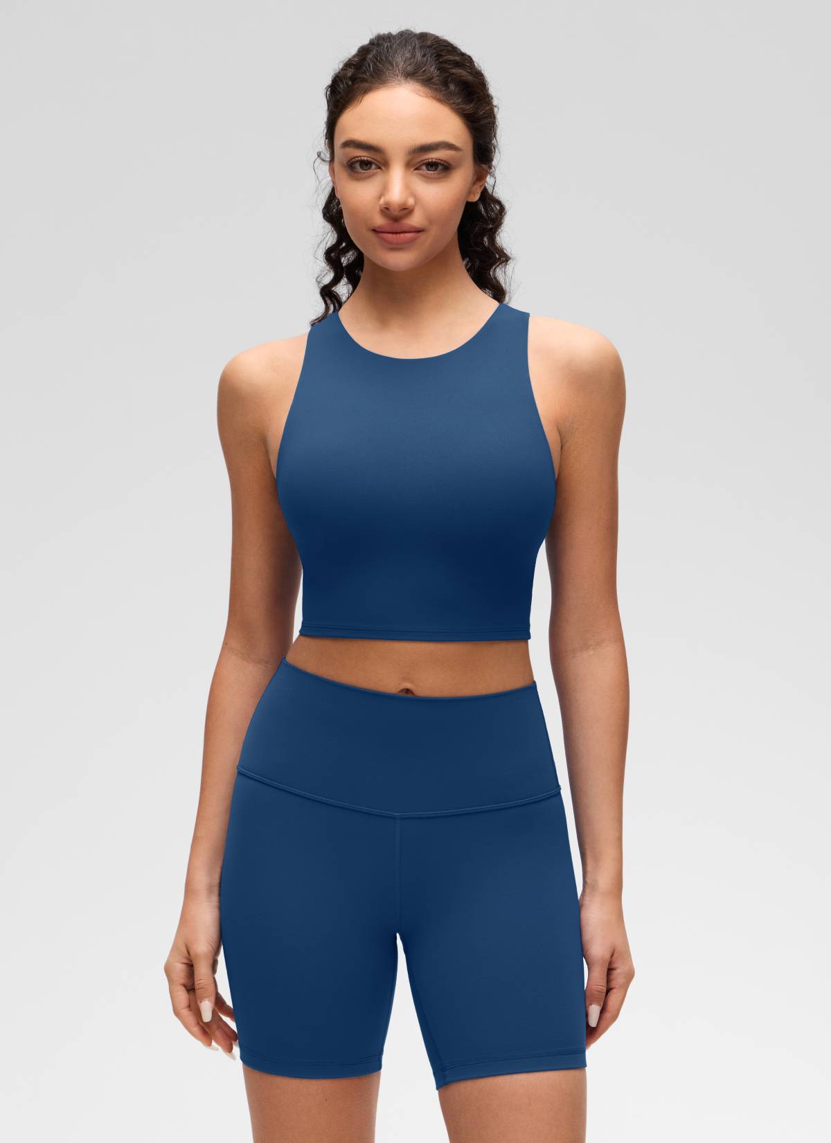 CRZ YOGA  Women's Yoga Low Support Butterluxe Tank High Neck Racerback French Navy @model_info:Anano