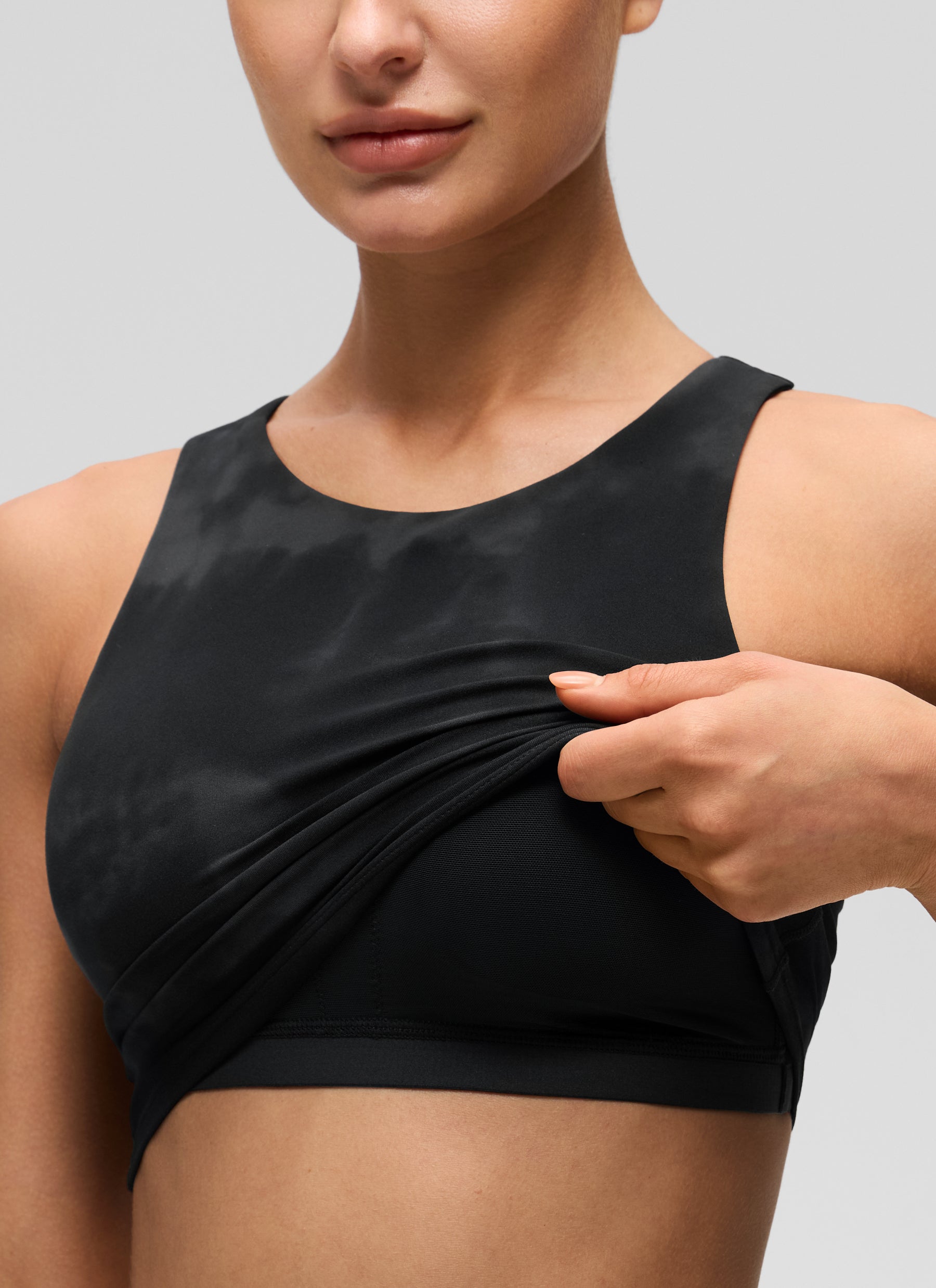CRZ YOGA Dames Yoga Lage Ondersteuning Butterluxe Tanktop Hoge Hals Racerback Zwarte Tie Dye Bloemen