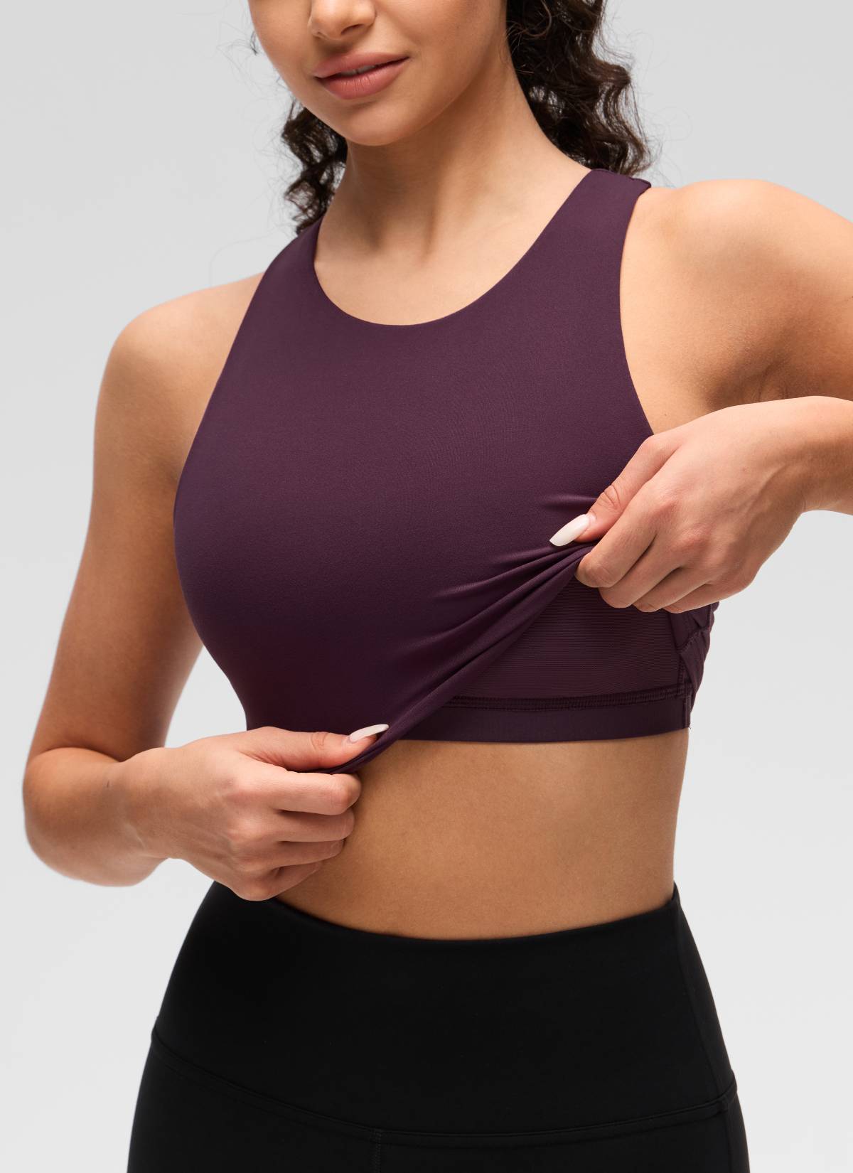 CRZ YOGA  Women's Yoga Low Support Butterluxe Tank High Neck Racerback Deep Purple @model_info:Anano