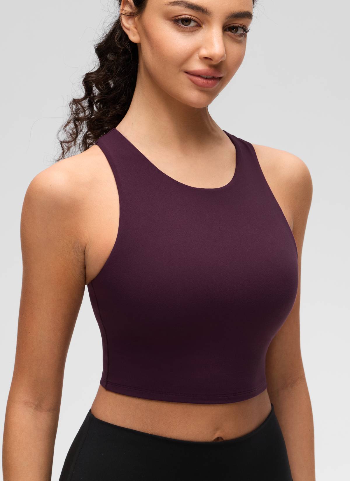 CRZ YOGA  Women's Yoga Low Support Butterluxe Tank High Neck Racerback Deep Purple @model_info:Anano