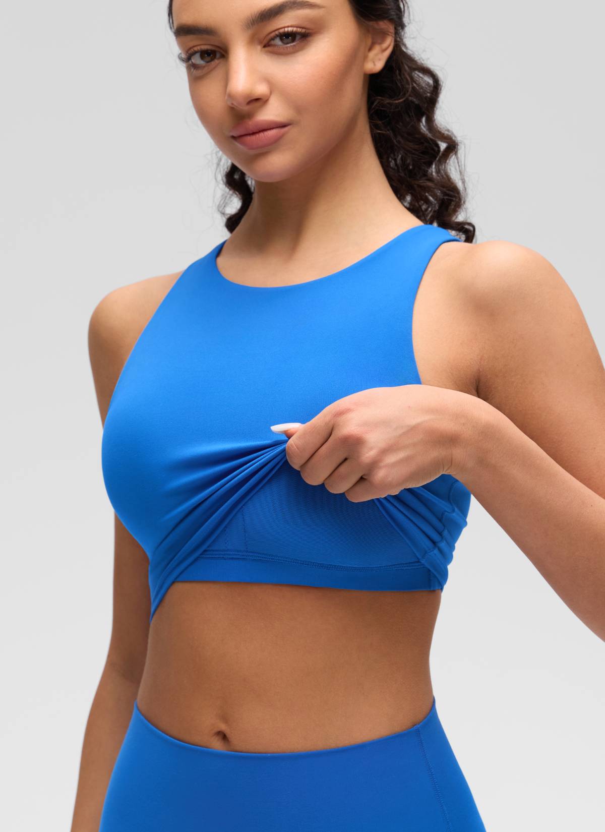 CRZ YOGA  Women's Yoga Low Support Butterluxe Tank High Neck Racerback Sparkle Blue @model_info:Anano