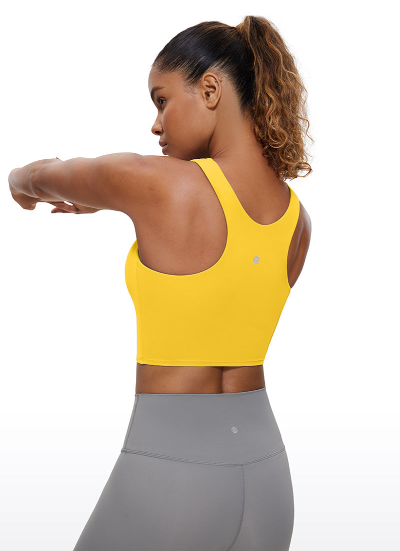 CRZ YOGA Dames Yoga Lage Ondersteuning Butterluxe Tanktop Hoge Hals Racerback Goed Zichtbaar Geel