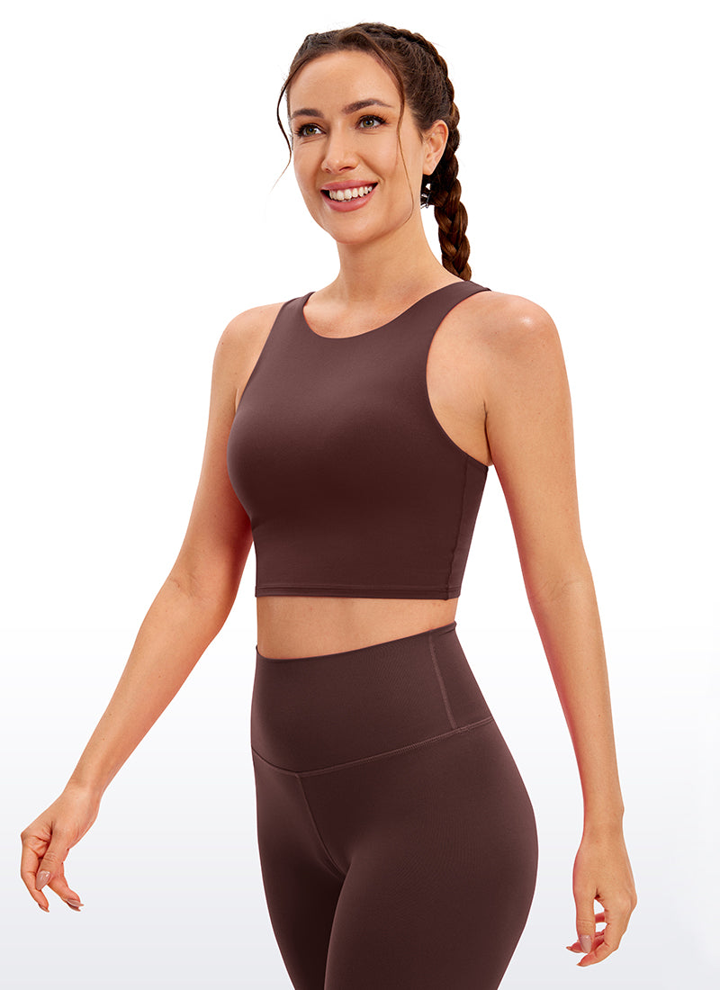 CRZ YOGA  Women's Yoga Low Support Butterluxe Tank High Neck Racerback Taupe @model_info:D