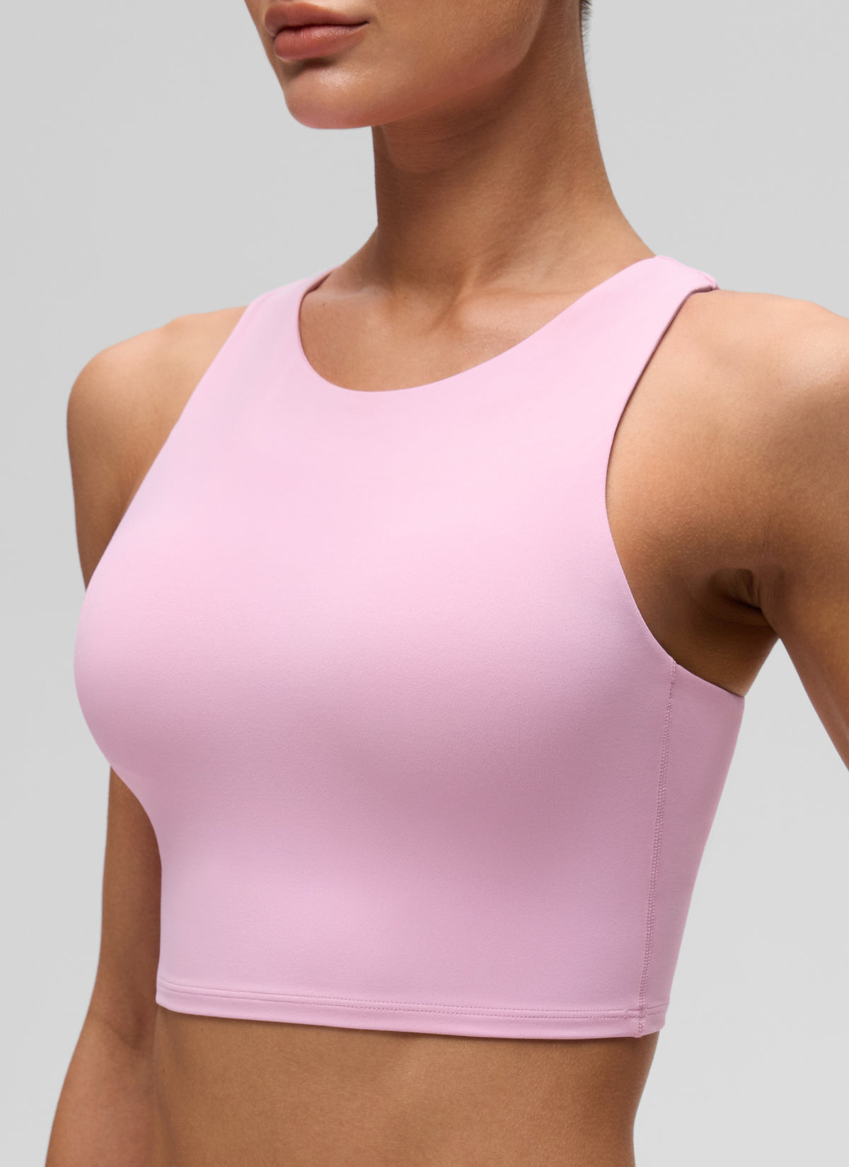 CRZ YOGA  Women's Yoga Low Support Butterluxe Tank High Neck Racerback Vita Pink @model_info:Katya