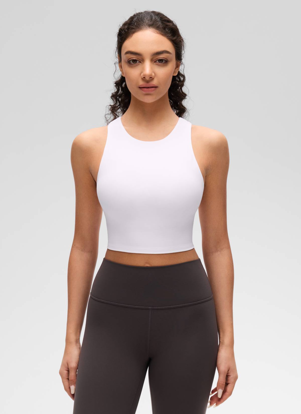 CRZ YOGA  Women's Yoga Low Support Butterluxe Tank High Neck Racerback White @model_info:Anano